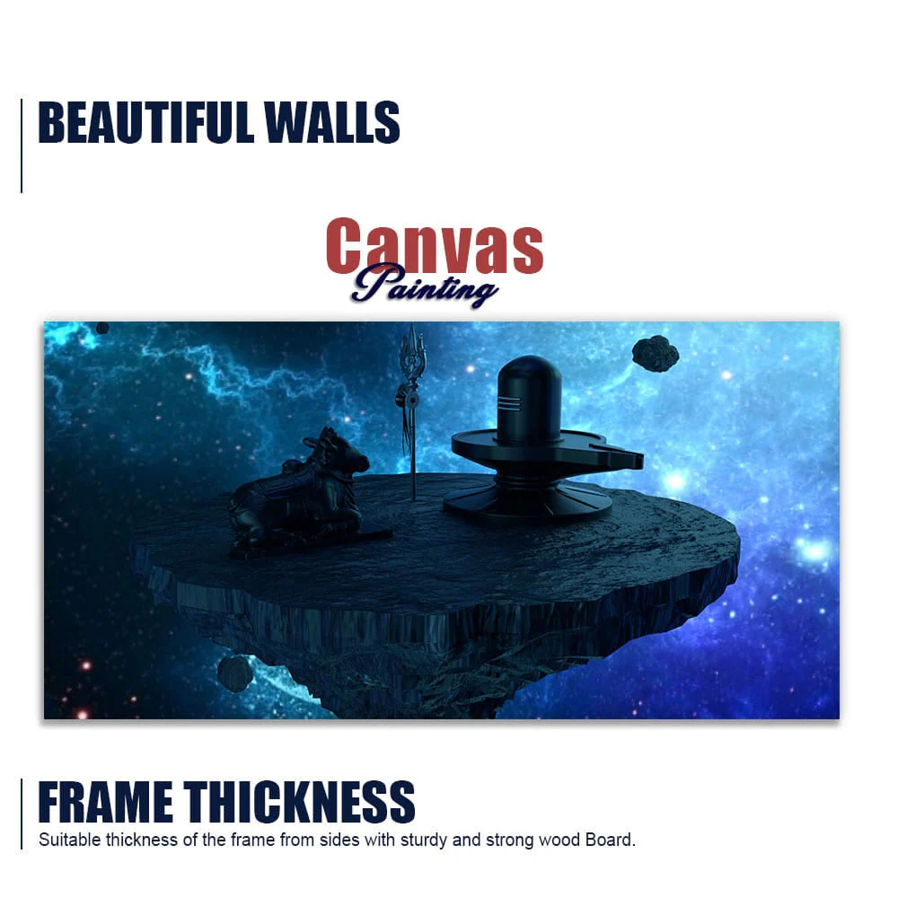 Shiva Lingam and Nandhi Statue Canvas Wall Painting - Image 6