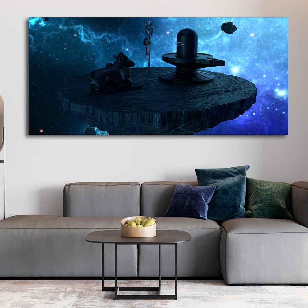 Shiva lingam and nandhi statue Large Canvas Wall Painting - Image 2