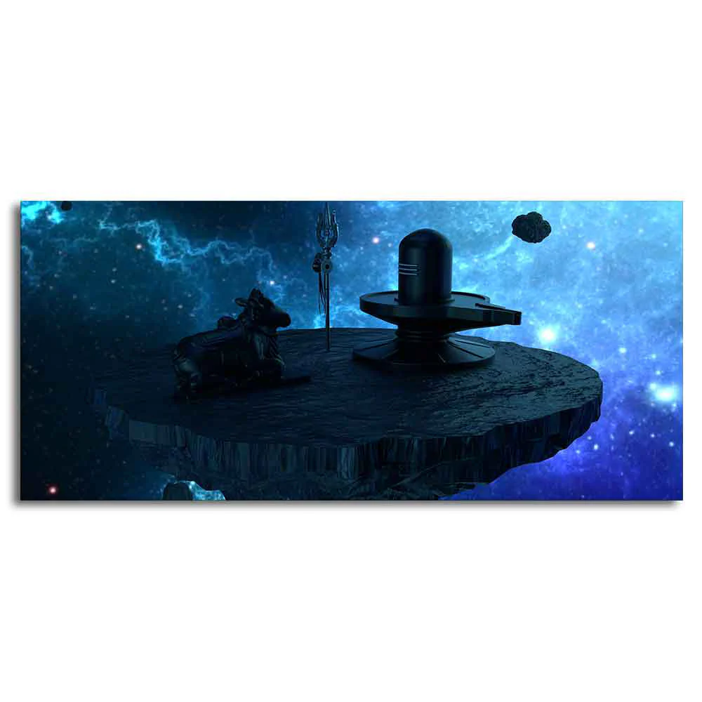 Shiva lingam and nandhi statue Large Canvas Wall Painting - Image 5