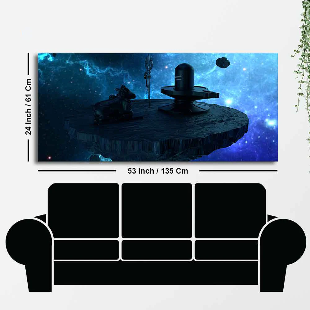 Shiva lingam and nandhi statue Large Canvas Wall Painting - Image 7