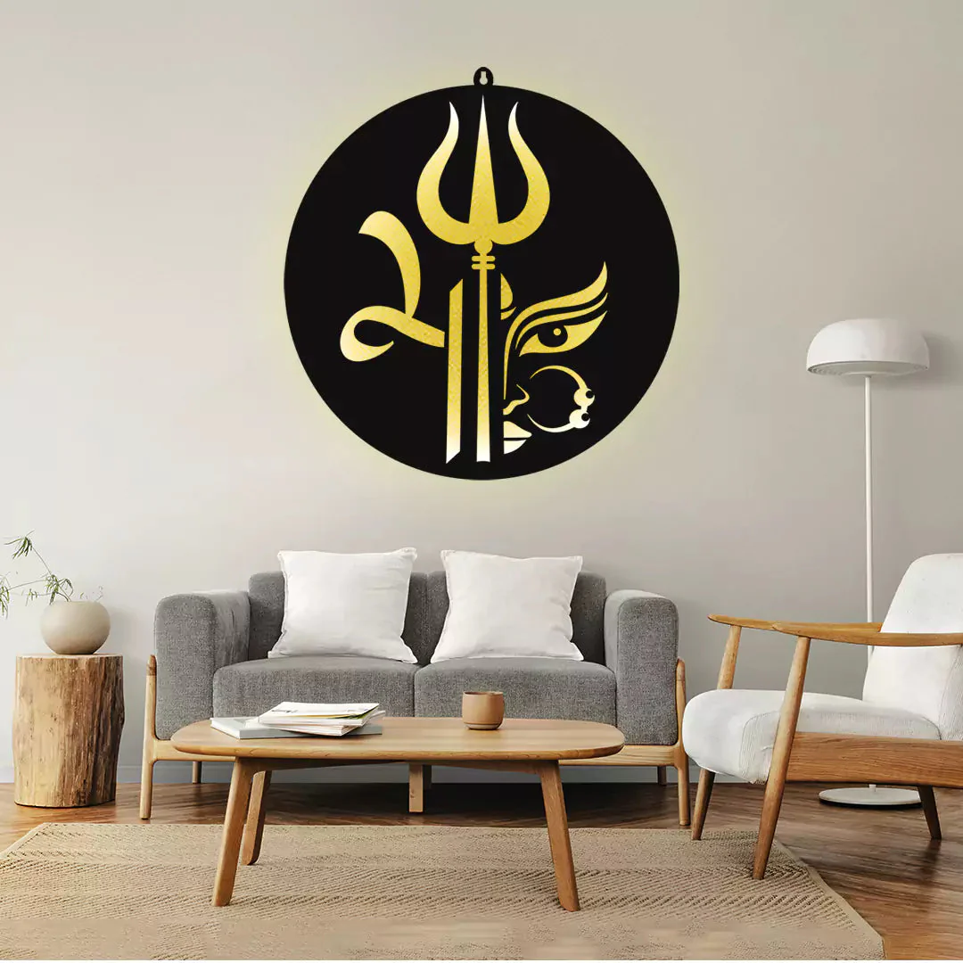 Shiva Trishul with Face LED Wall Decor Light for Temple and Wall Decor - Image 3