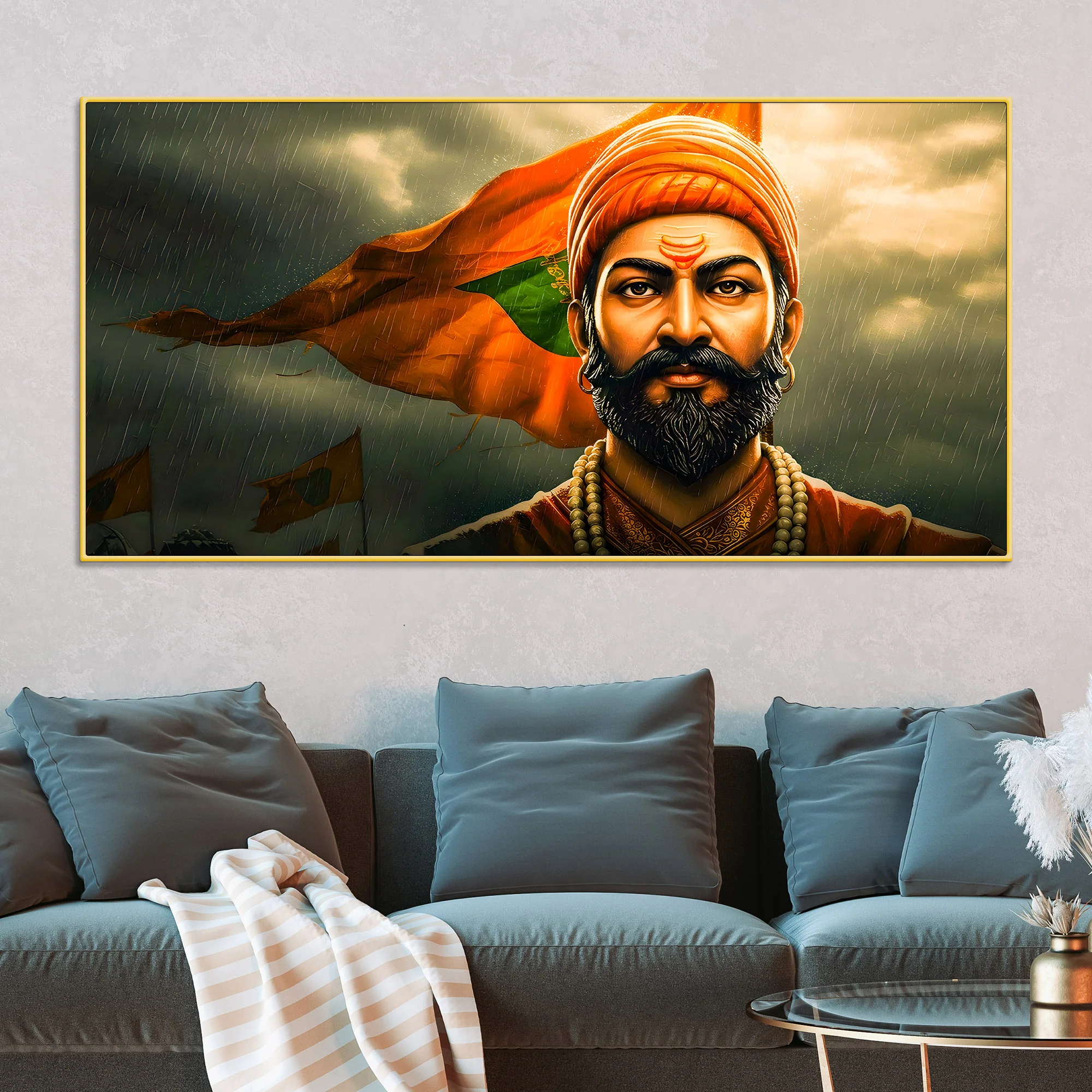Shivaji Maharaj Warrior Canvas Painting - Image 2