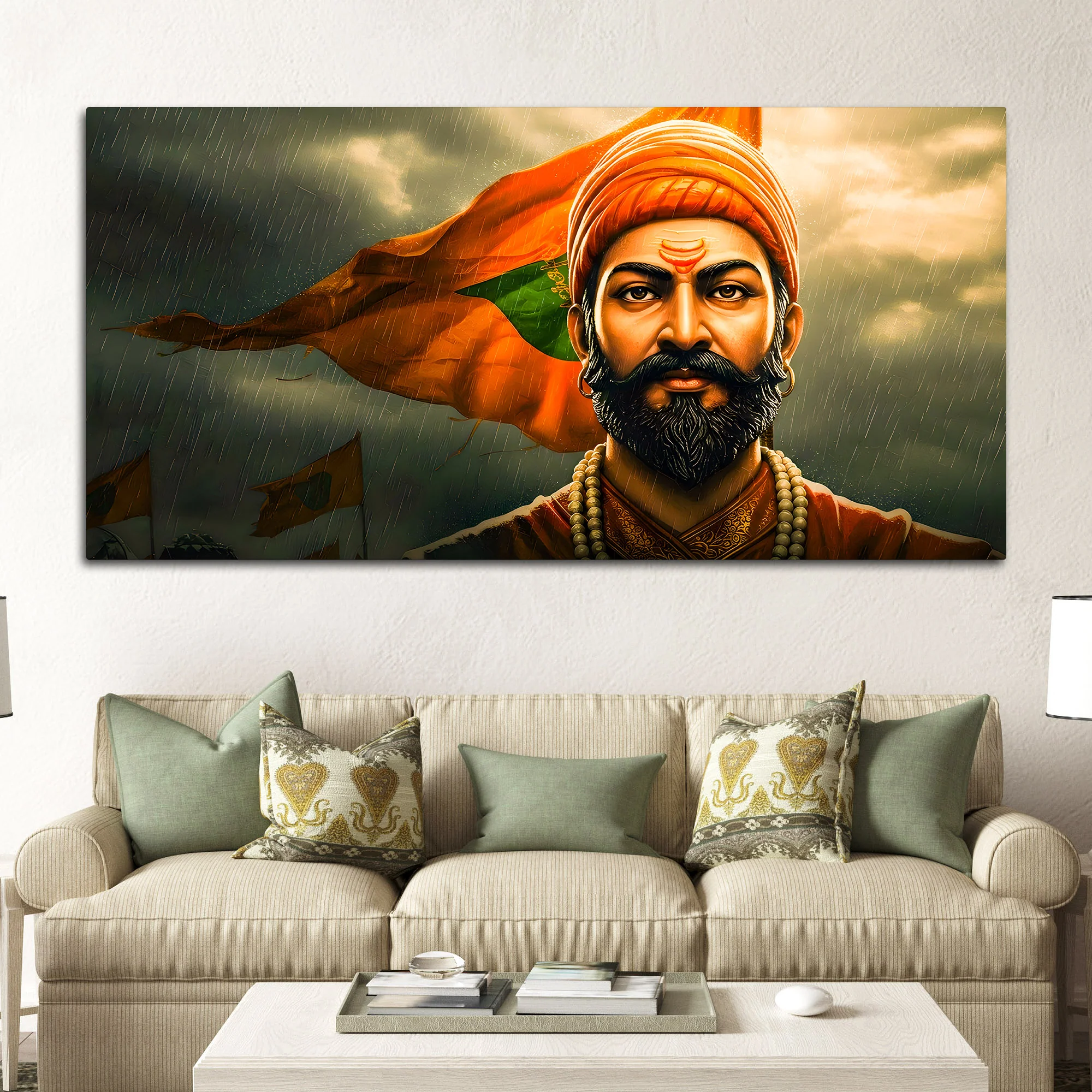 Shivaji Maharaj Warrior Canvas Painting - Image 3