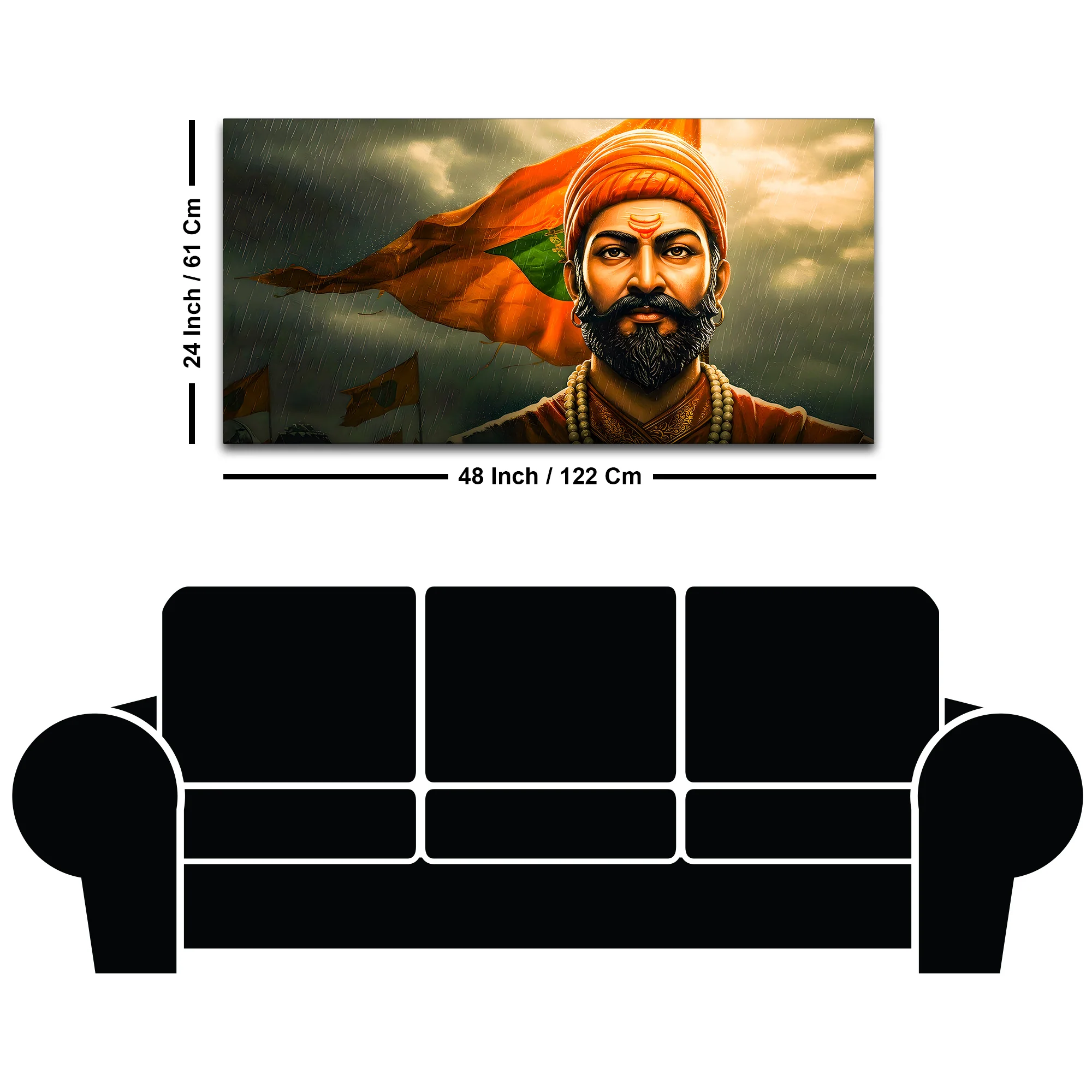 Shivaji Maharaj Warrior Canvas Painting - Image 8