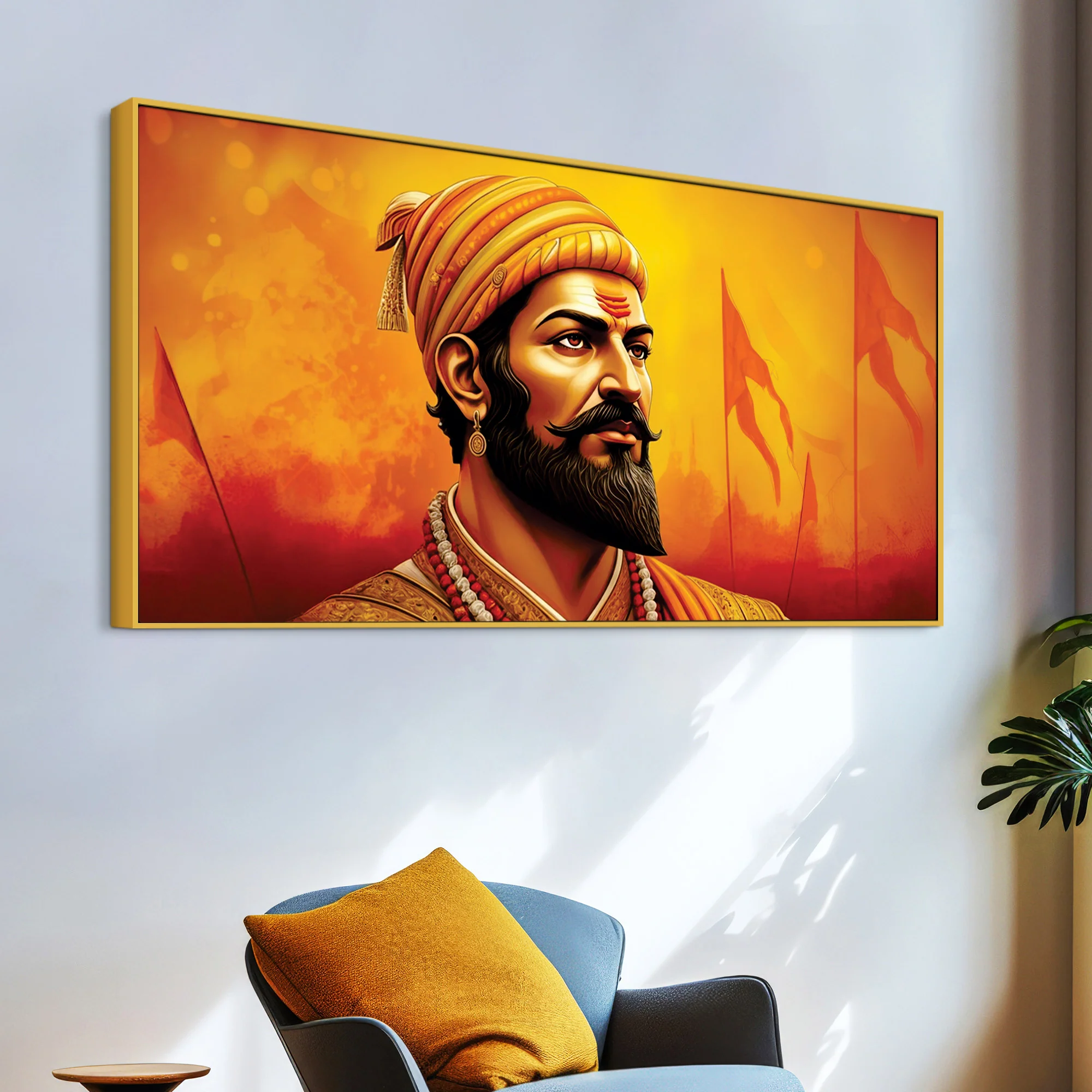 Shivaji Maharaj Warrior Portrait Canvas Wall Painting - Image 4