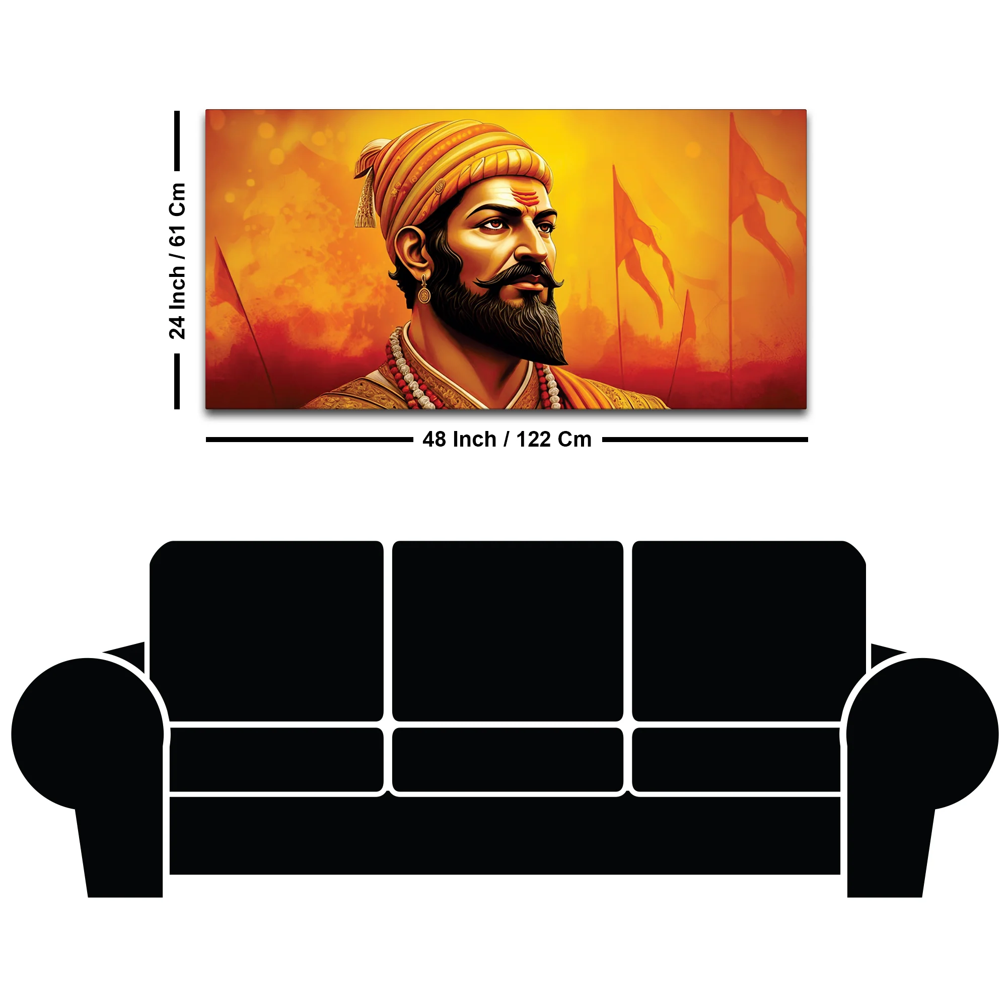 Shivaji Maharaj Warrior Portrait Canvas Wall Painting - Image 8