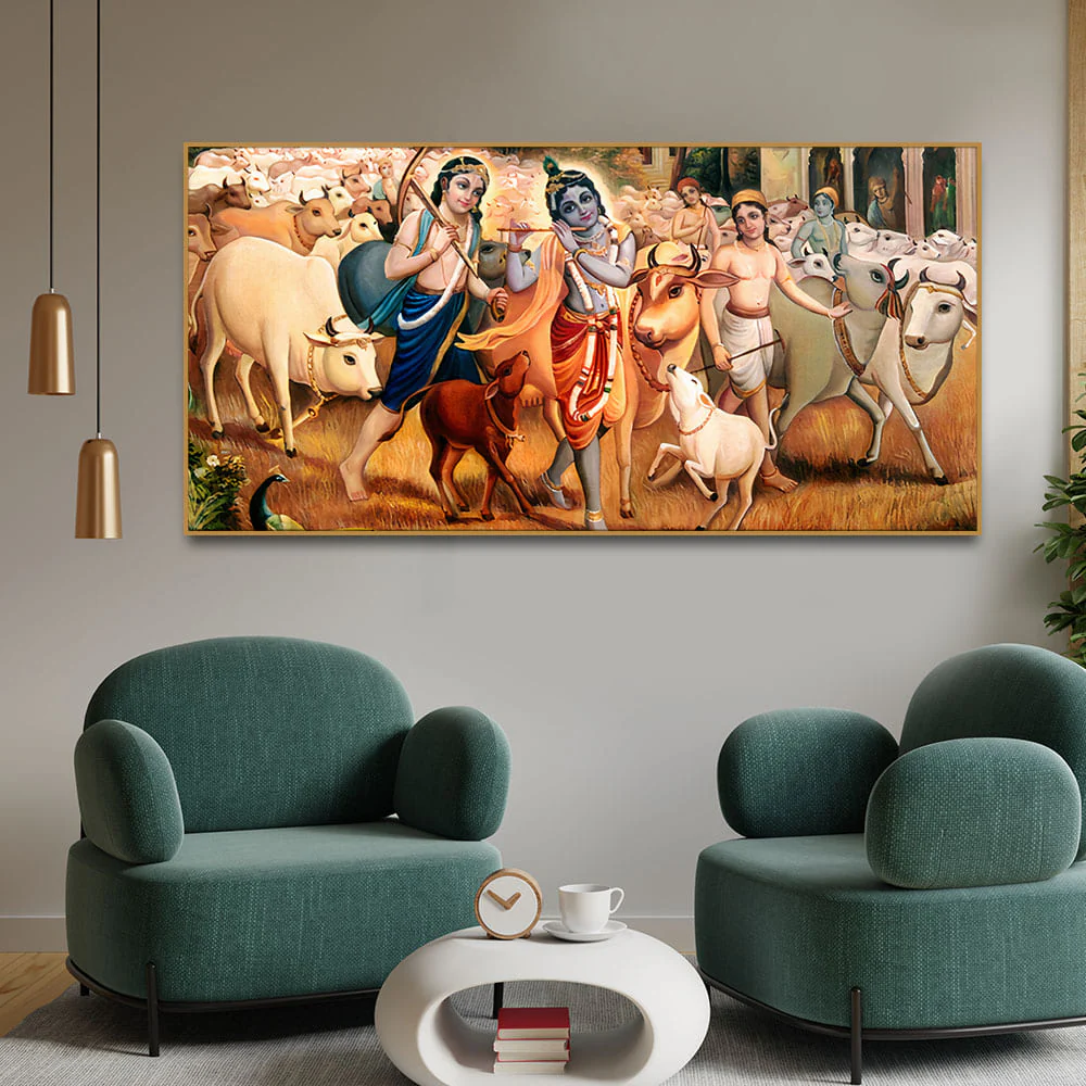 Shree Krishna with Balram Canvas Wall Painting - Image 3