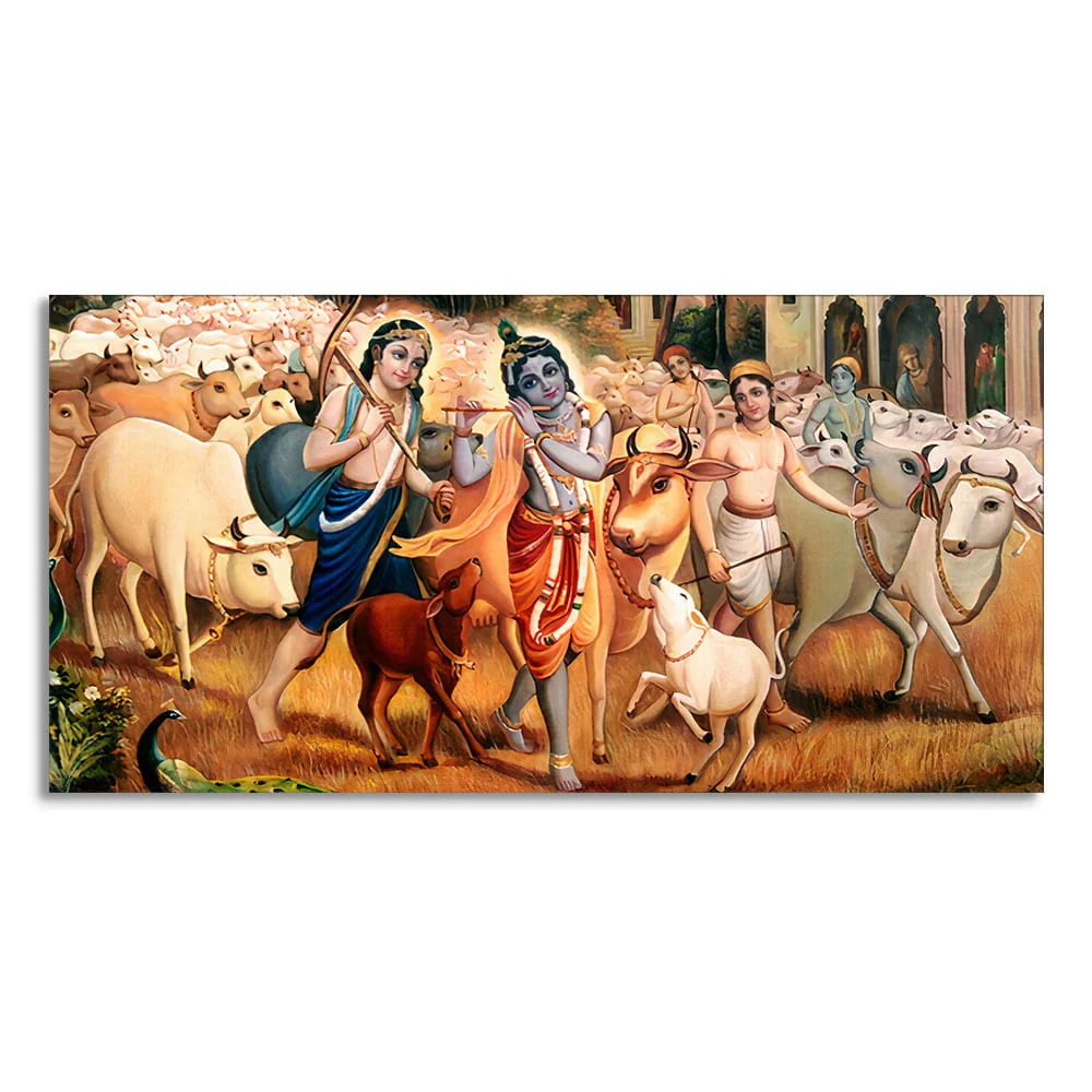 Shree Krishna with Balram Canvas Wall Painting - Image 4