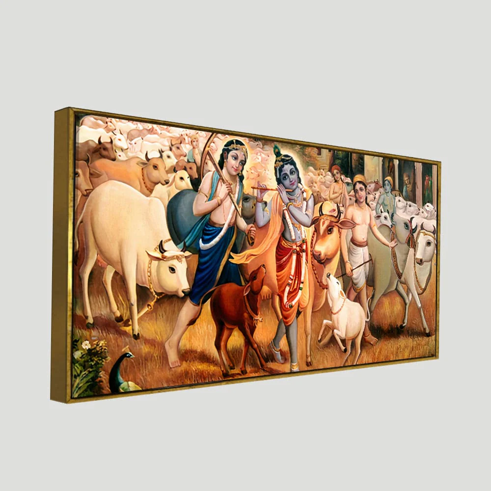 Shree Krishna with Balram Canvas Wall Painting - Image 5