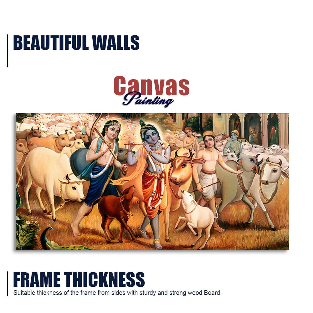 Shree Krishna with Balram Canvas Wall Painting - Image 6