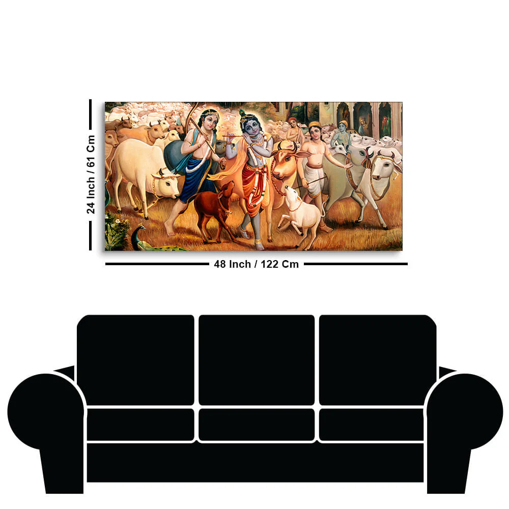 Shree Krishna with Balram Canvas Wall Painting - Image 7