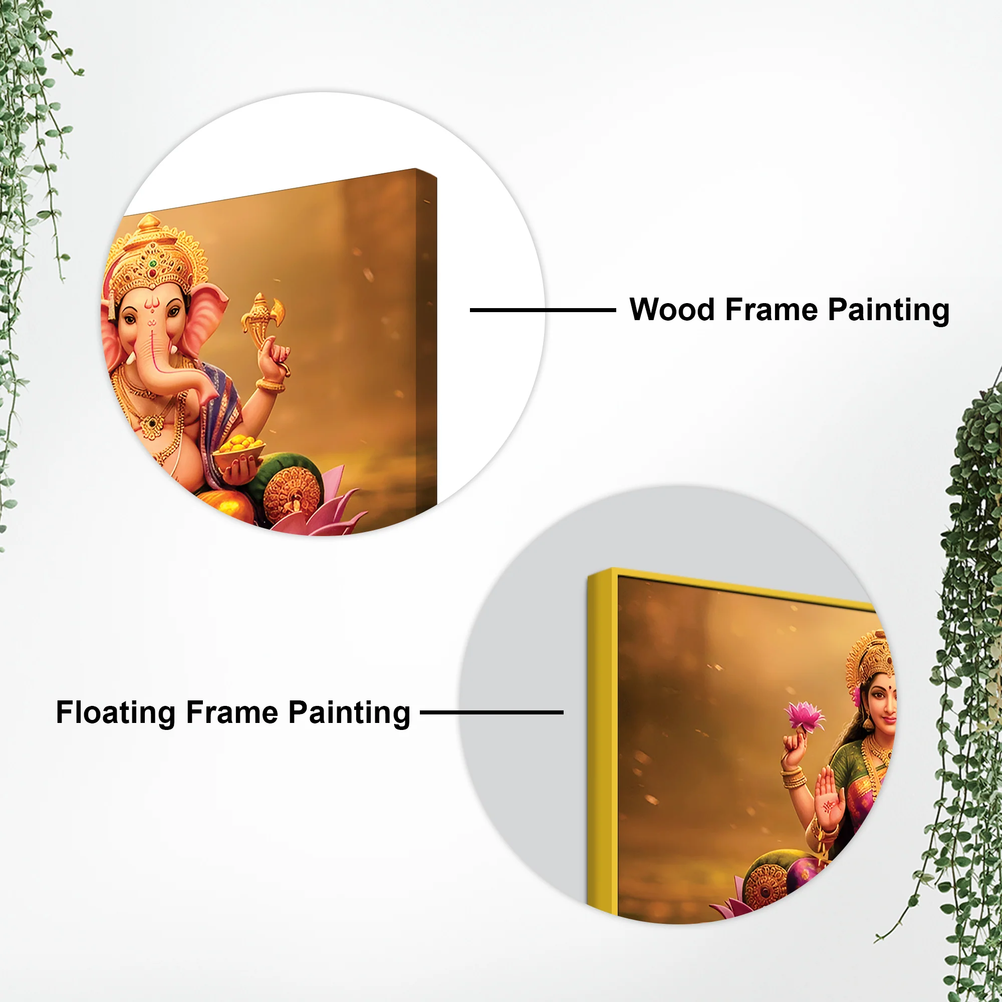 Shree Lakshmi & Ganesh Luxury Canvas Wall Painting for Home & Office – Modern Spiritual Wall Decor - Image 7