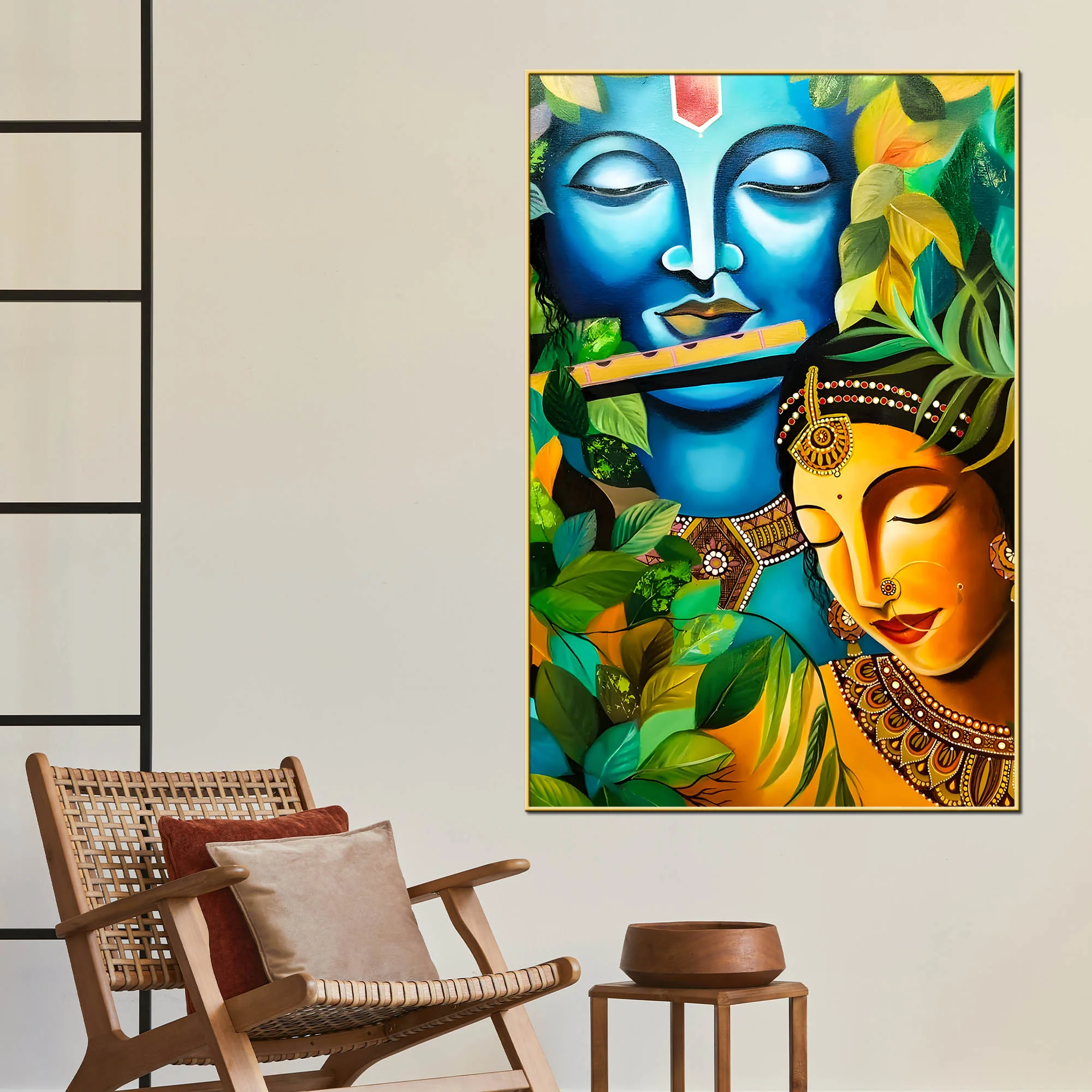 Shree Radha Krishna Serene Face Canvas Wall Painting