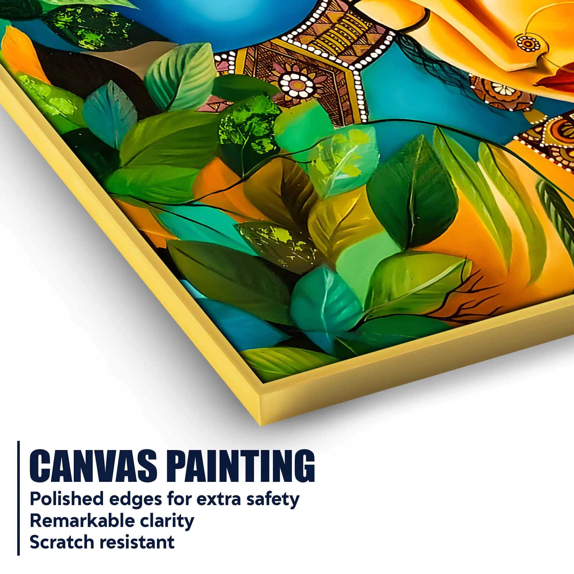 Shree Radha Krishna Serene Face Canvas Wall Painting - Image 4