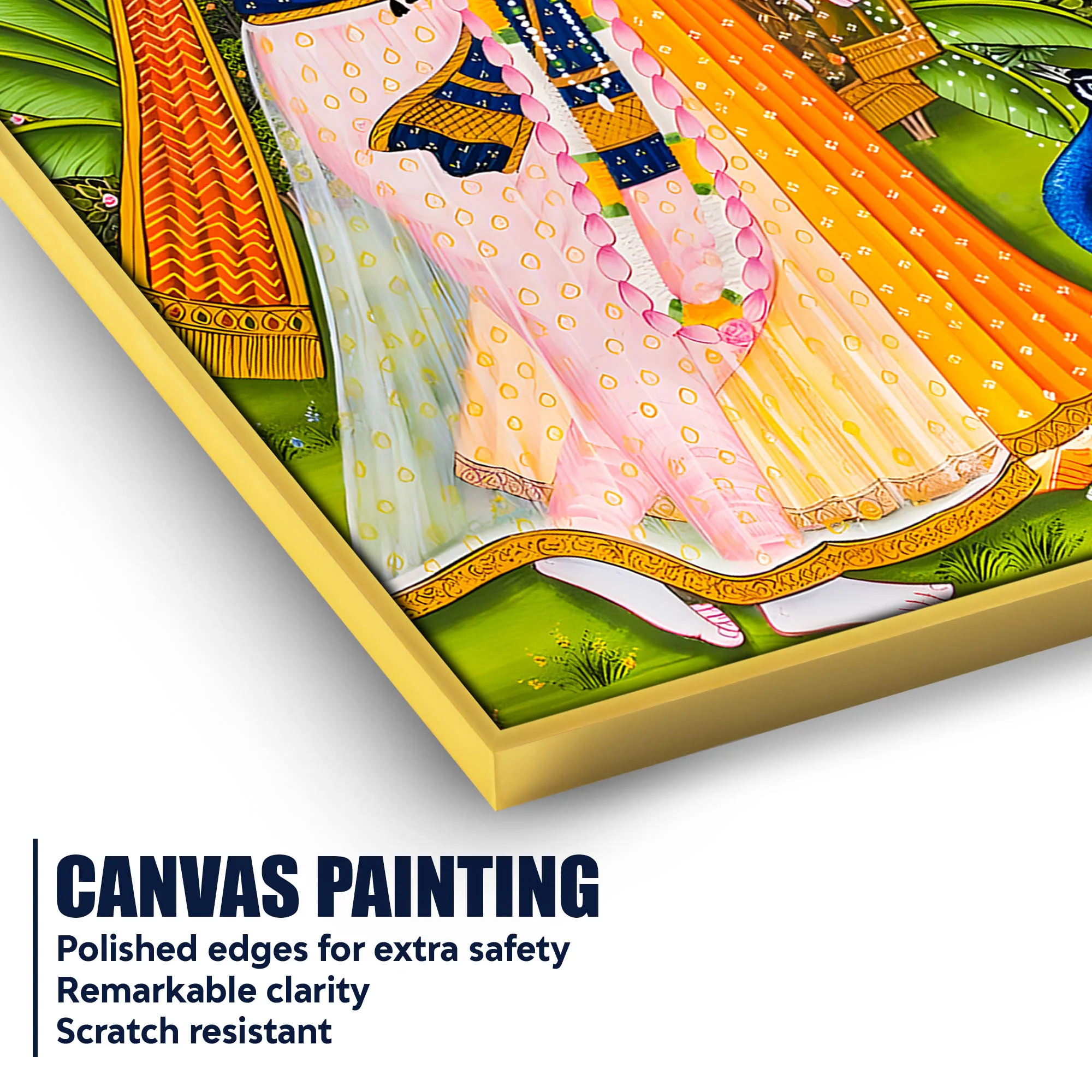 Shree Radha Krishna with Peacocks Canvas Wall Painting - Image 4