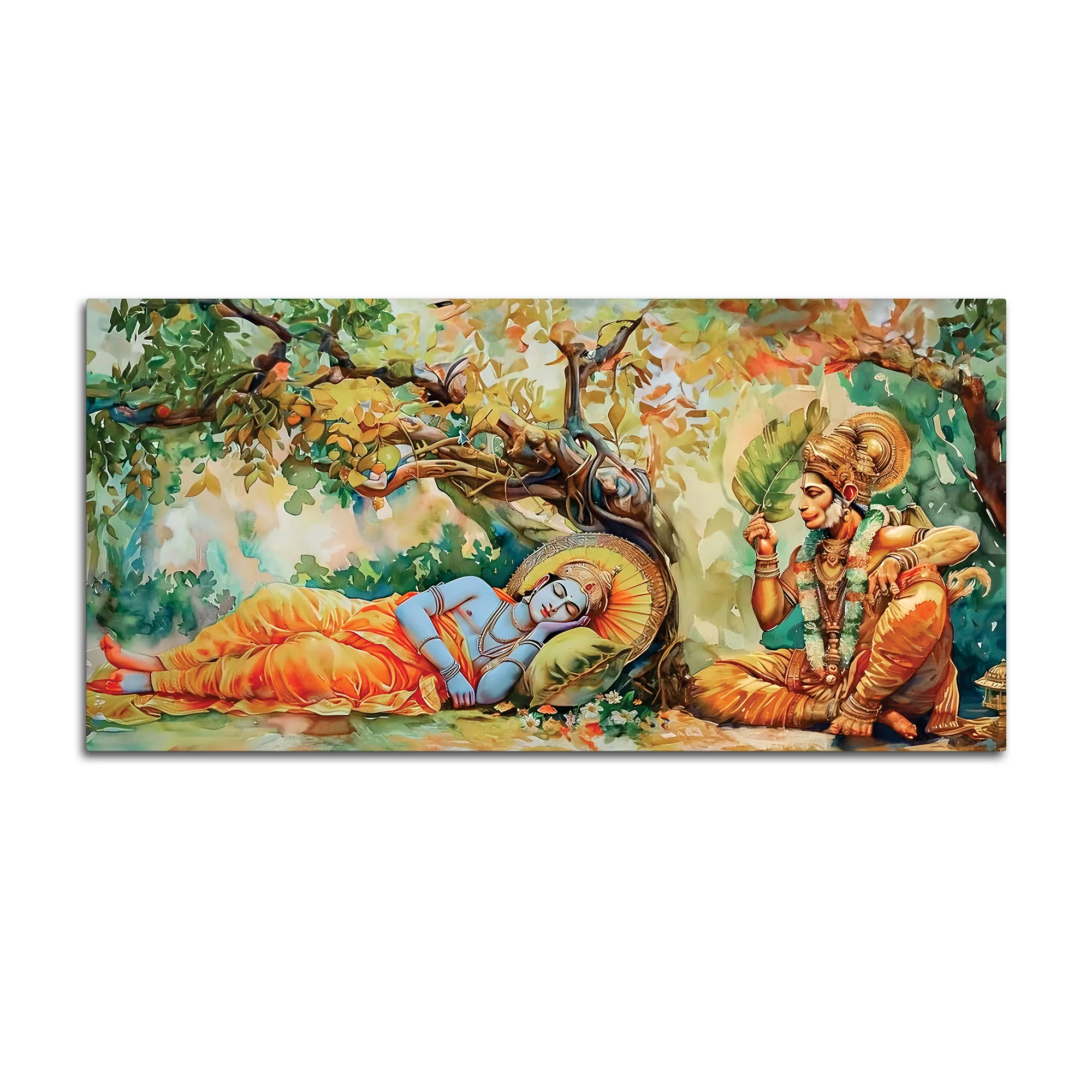 Shree Ram and Hanuman Religious Canvas Wall Painting - Image 7