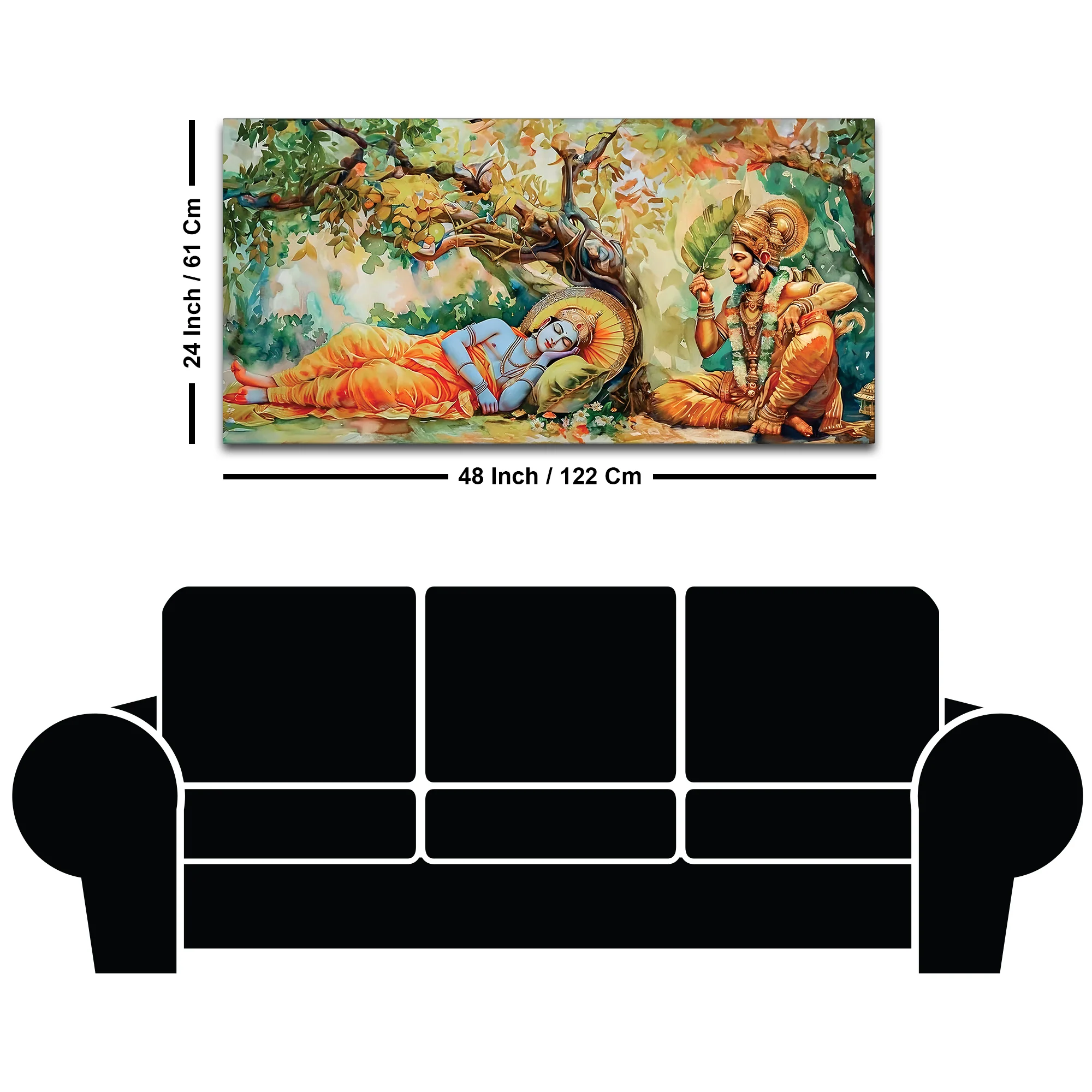 Shree Ram and Hanuman Religious Canvas Wall Painting - Image 8