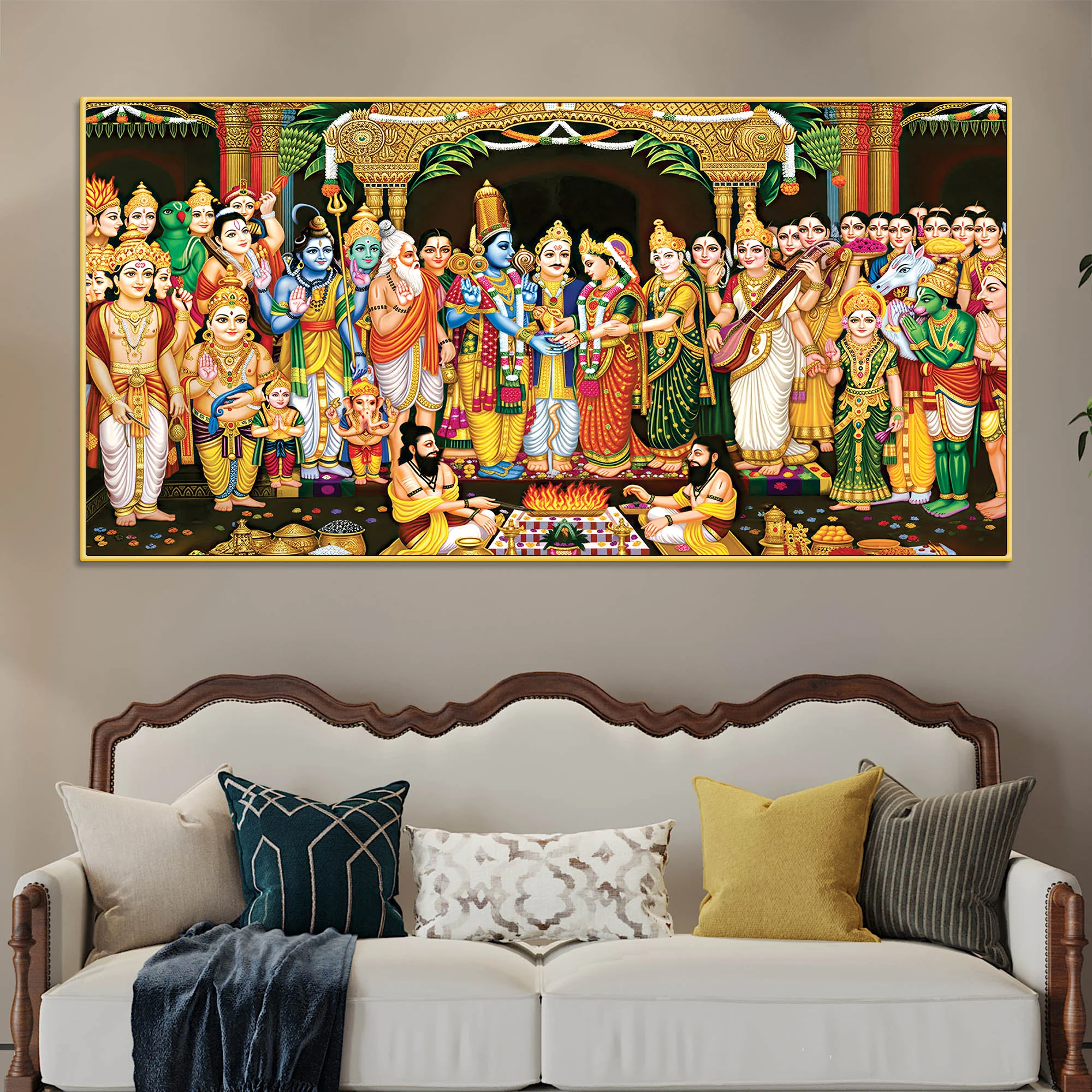 Shree Ram Sita Vivah Religious Canvas Wall Painting - Image 3