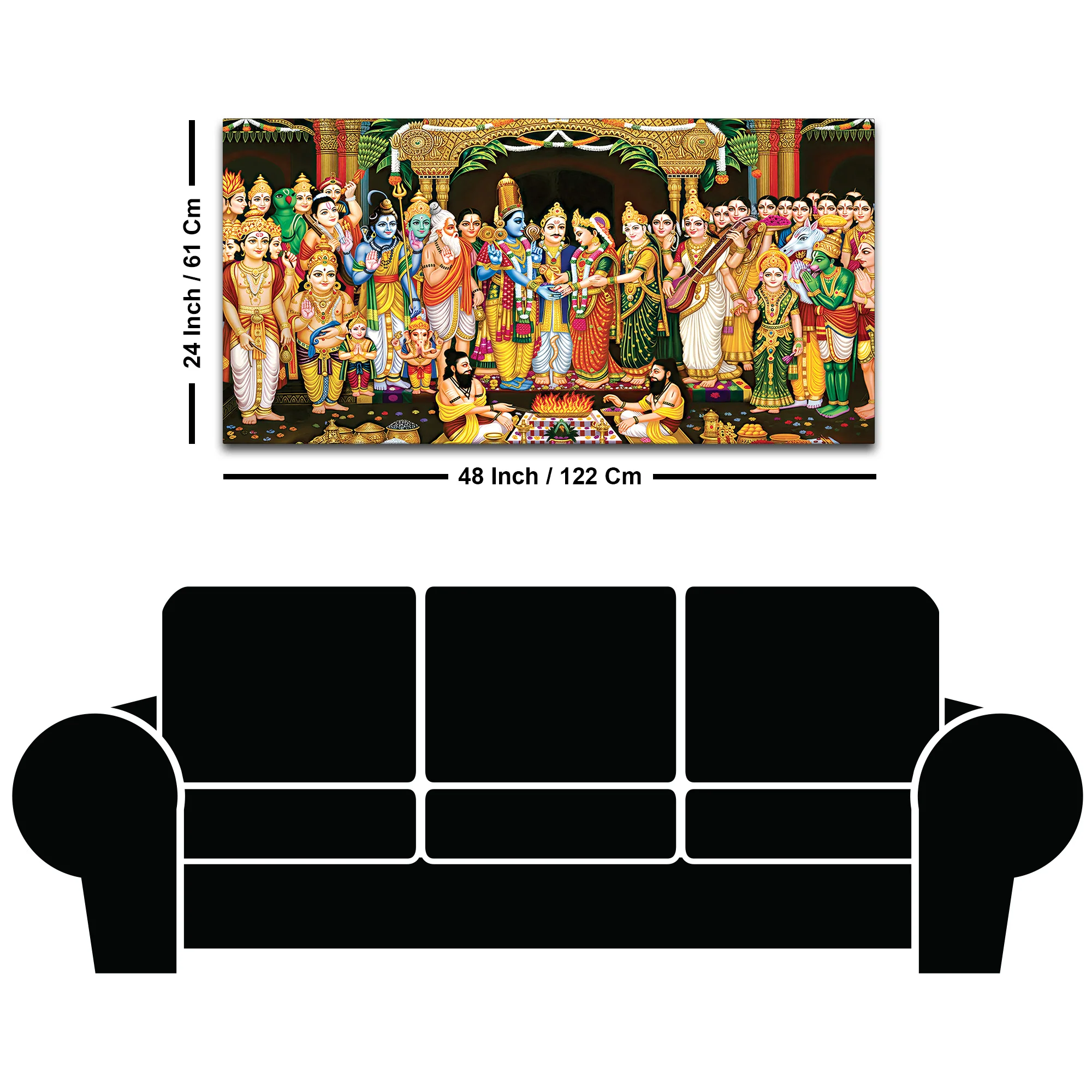Shree Ram Sita Vivah Religious Canvas Wall Painting - Image 8