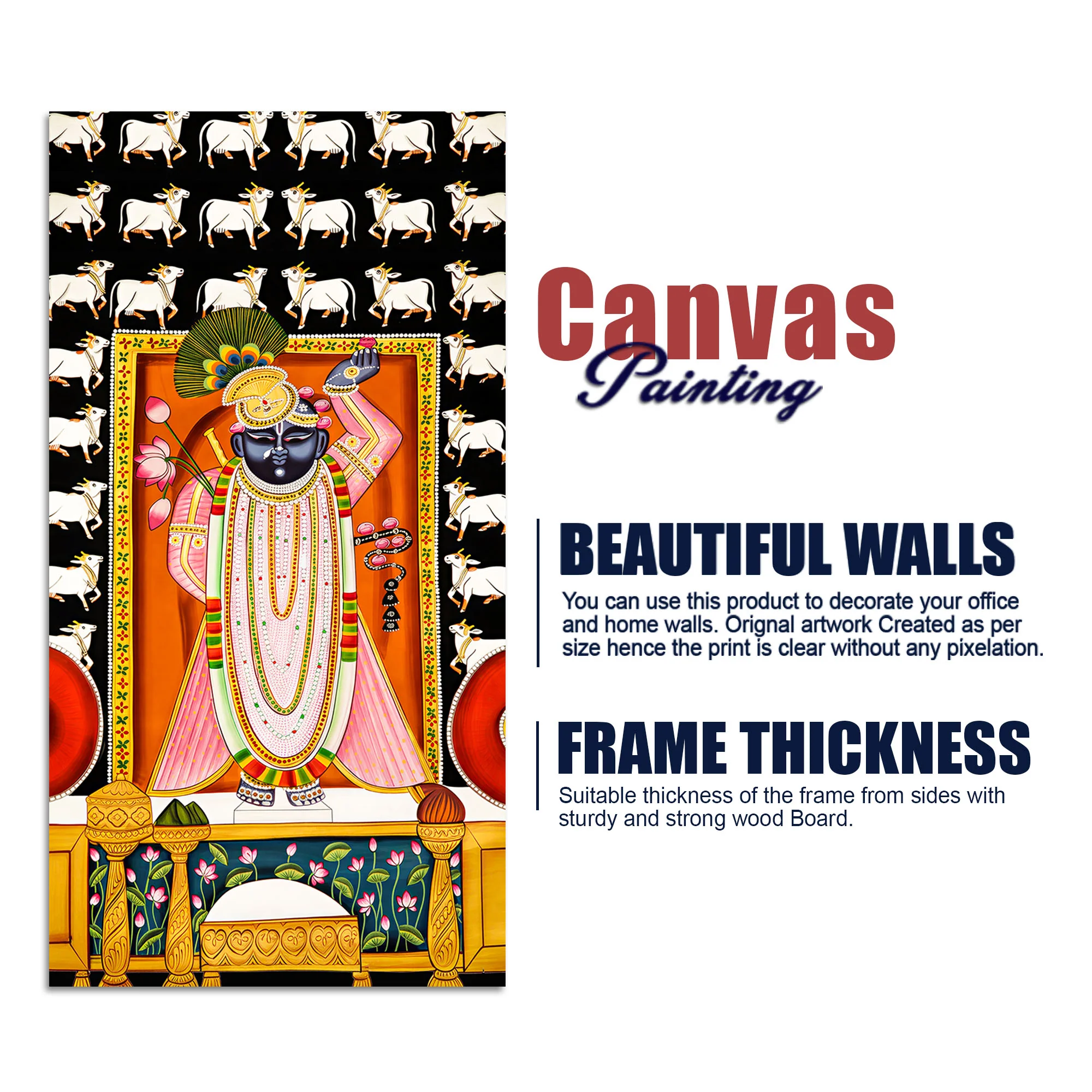 Shreenath Ji Canvas Wall Decor Painting | Spiritual Hindu Art for Home & Gifting - Image 7
