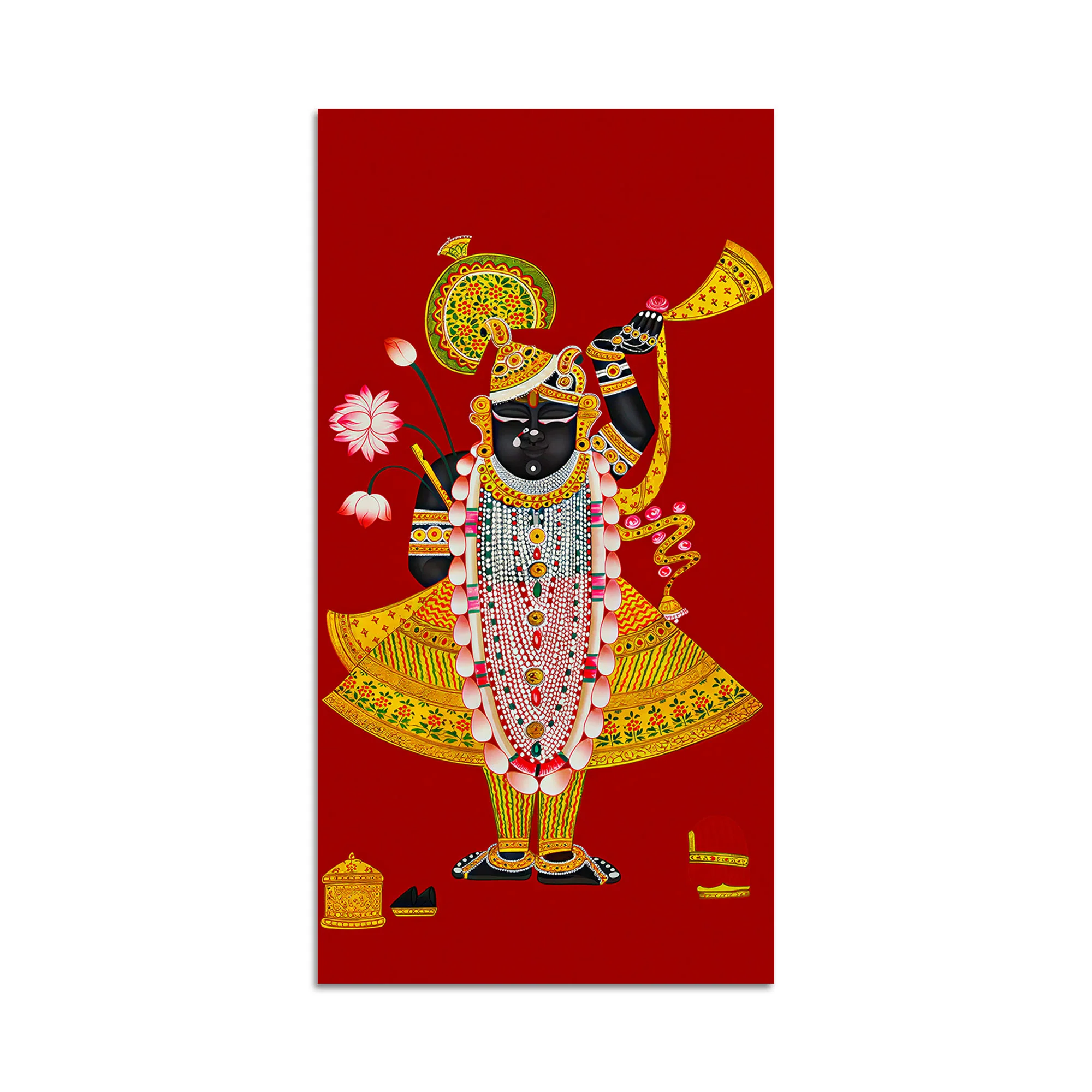 Shreenath ji Pichwai Inspired Canvas Painting | Hindu Religious Wall Decor - Image 4