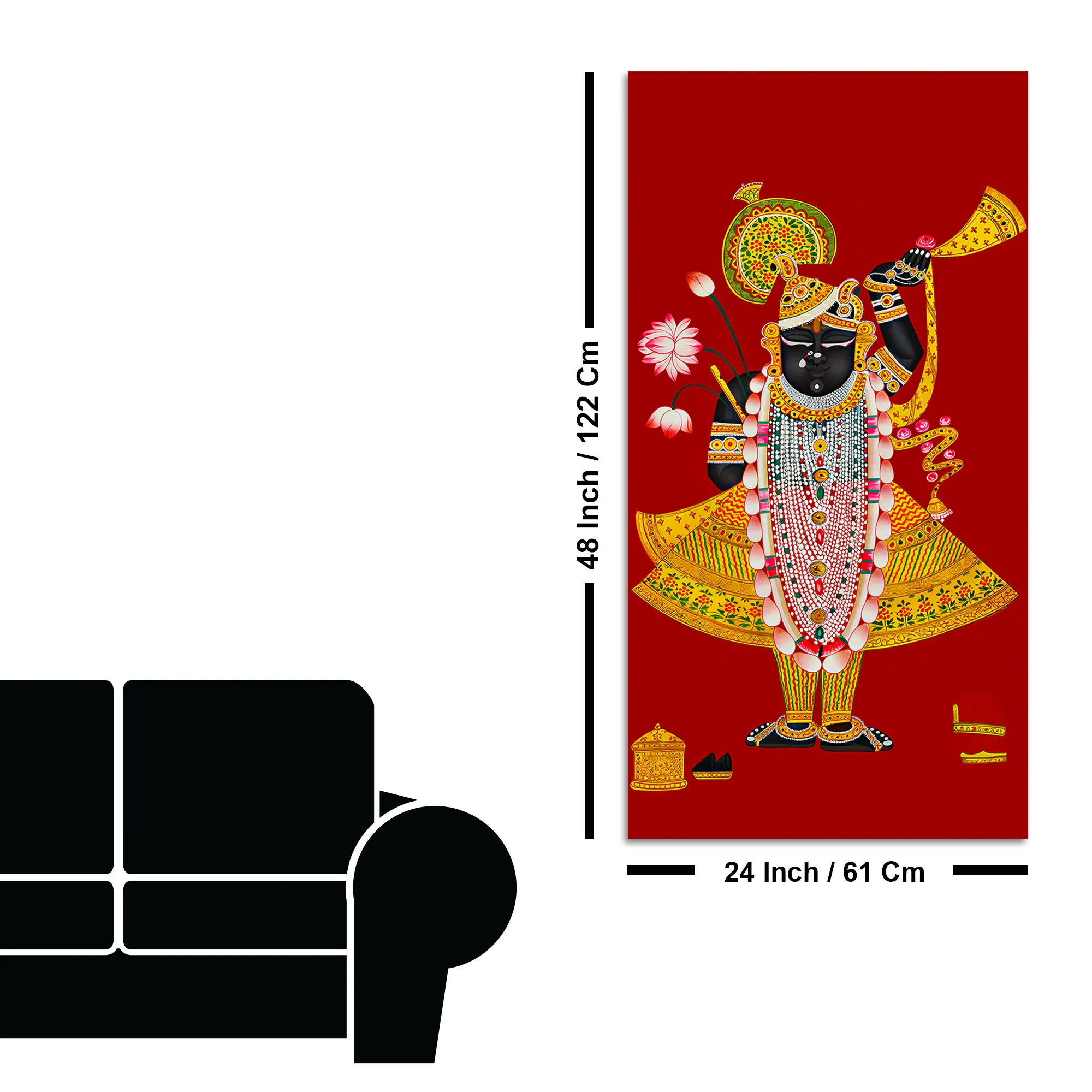 Shreenath ji Pichwai Inspired Canvas Painting | Hindu Religious Wall Decor - Image 8