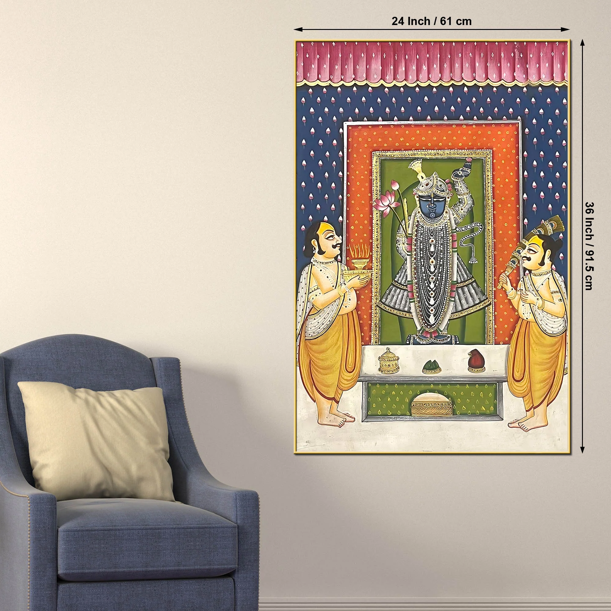 Shreenathji Nathdwara Style Canvas Wall Painting for Home & Temple - Image 5