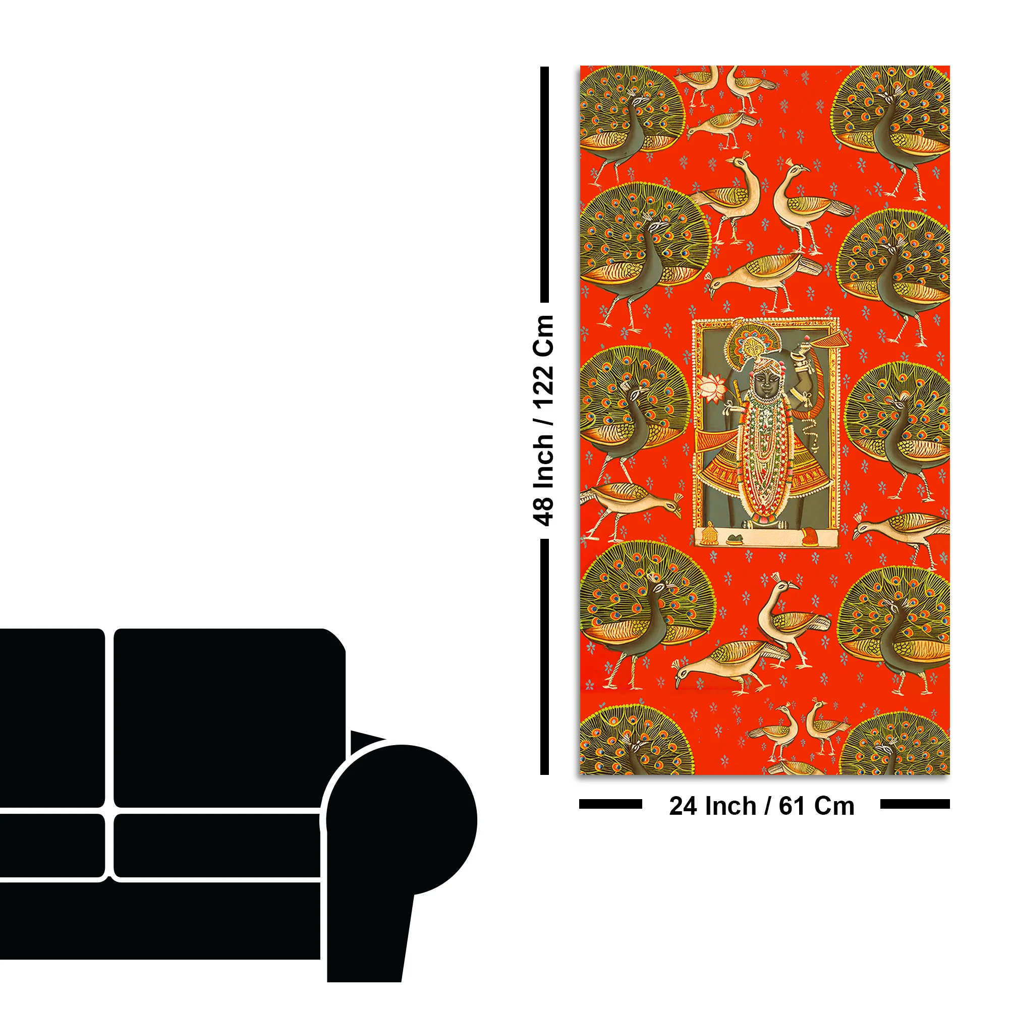Shreenathji Pichwai Canvas Painting with Peacock | Traditional Wall Art - Image 8