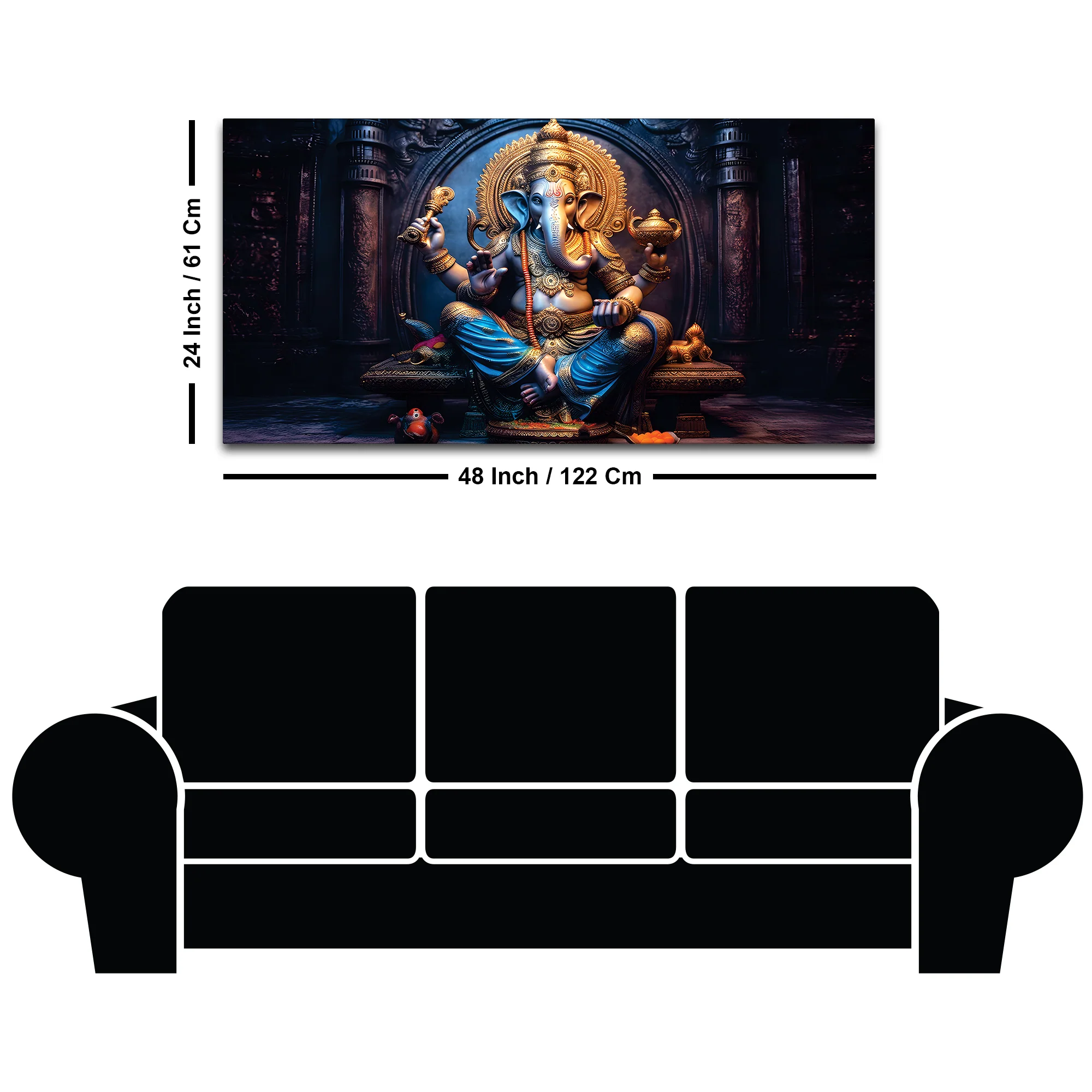 Shri Vighnaharta Lord Ganesha Auspicious Golden Sculpture Canvas Wall Painting for Home & Office – Modern Religious Wall Decor - Image 8
