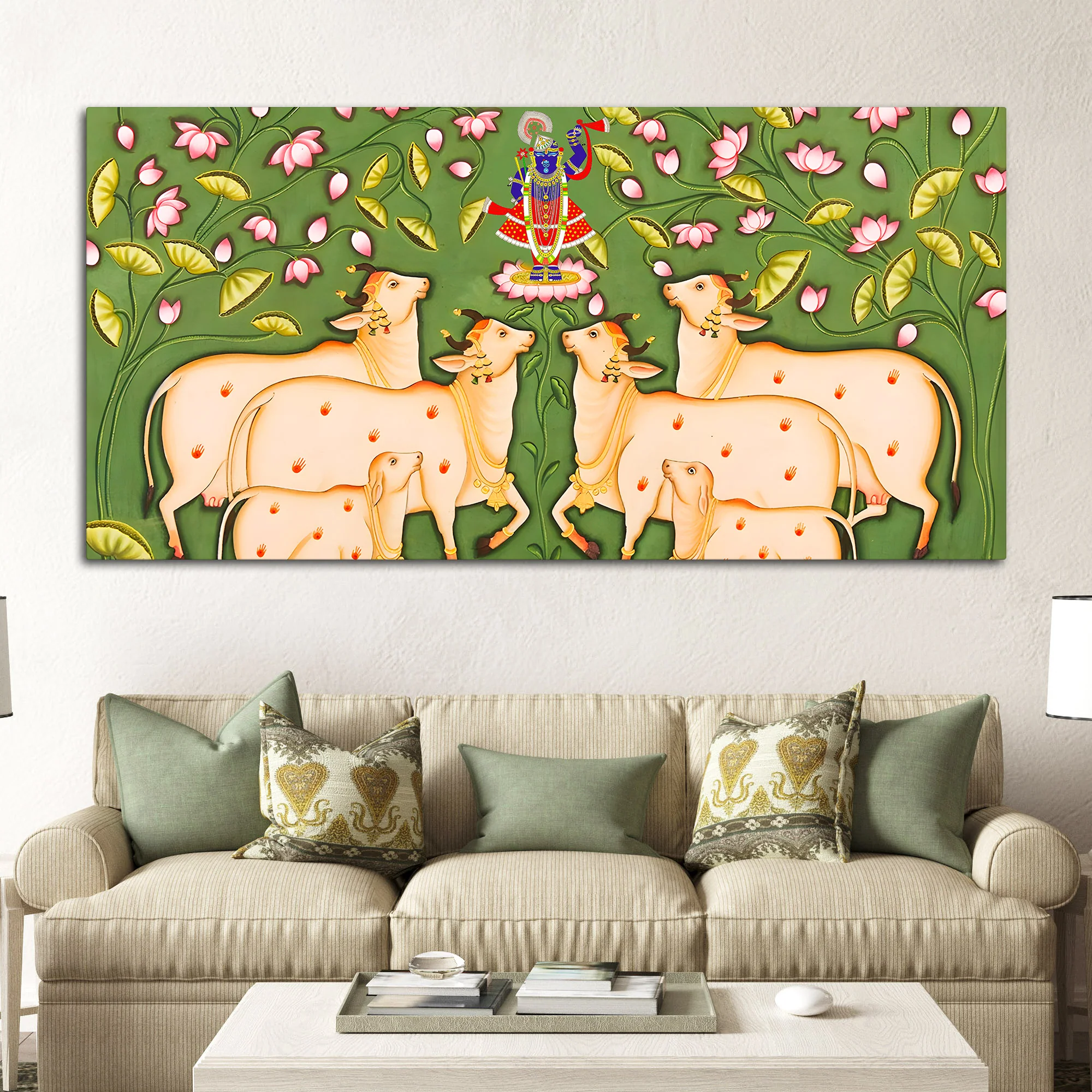 Shrinath Ji Pichwai Wall Painting | Spiritual Home Decor - Image 3