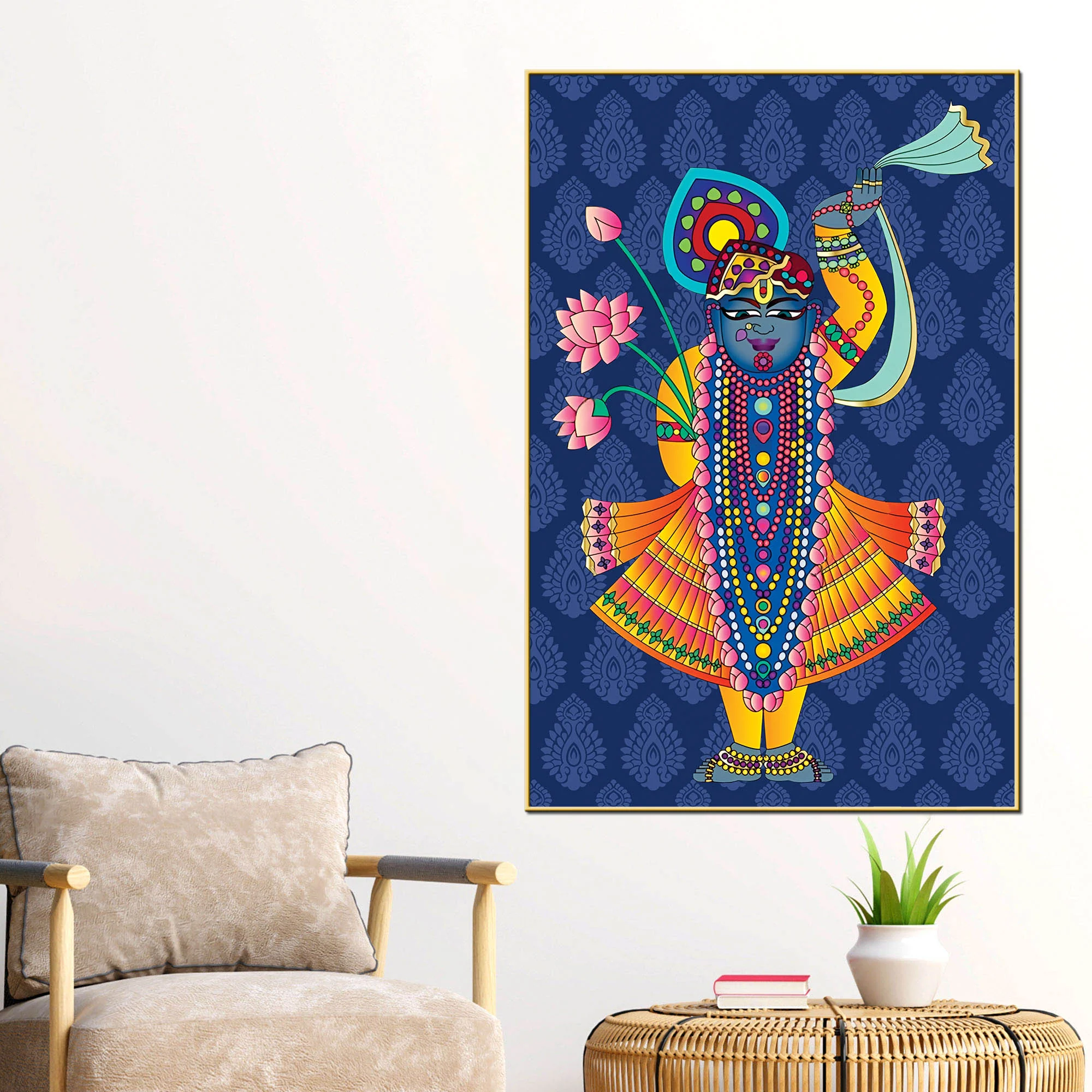 Shrinathji Canvas Painting | Religious Wall Decor for Living Room