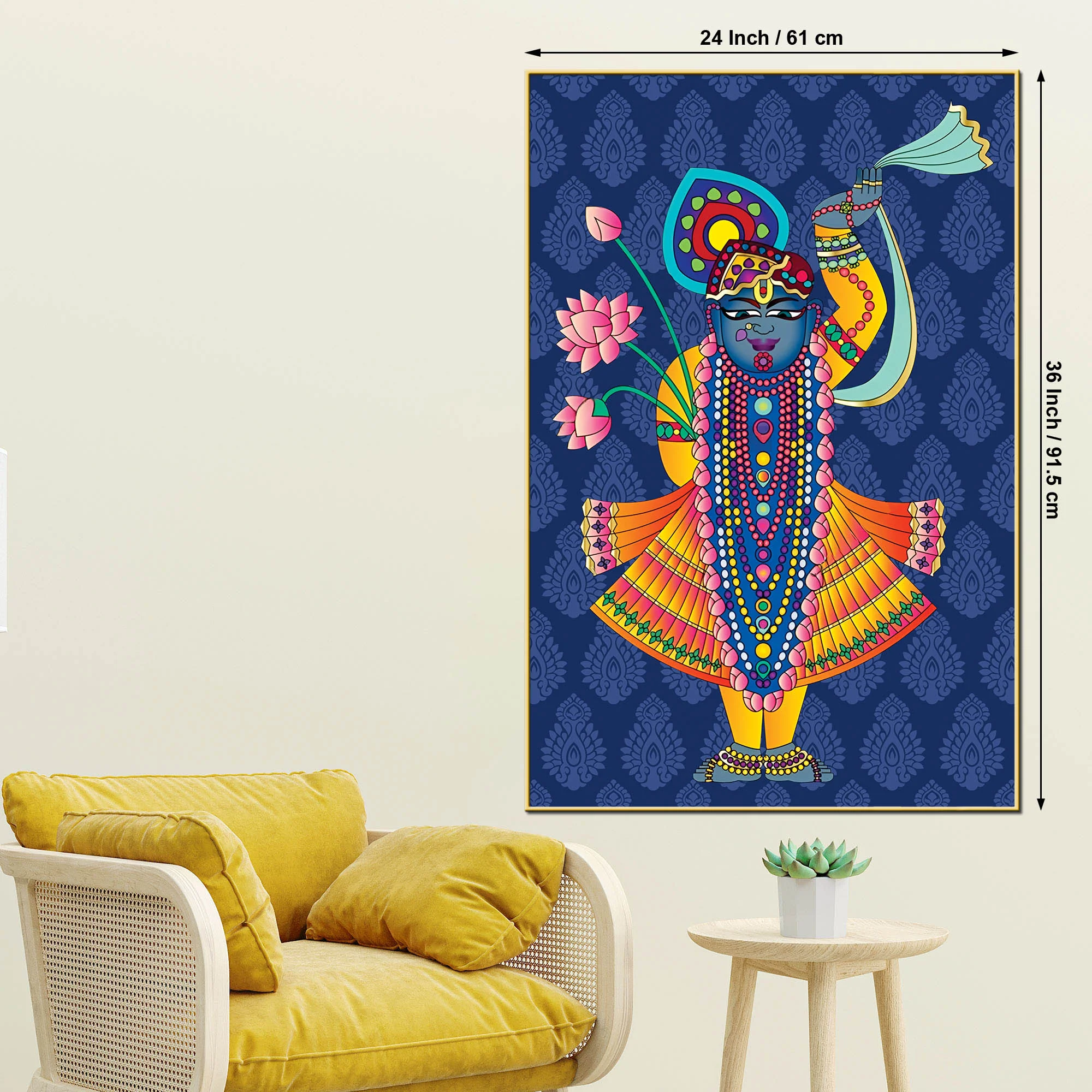 Shrinathji Canvas Painting | Religious Wall Decor for Living Room - Image 5