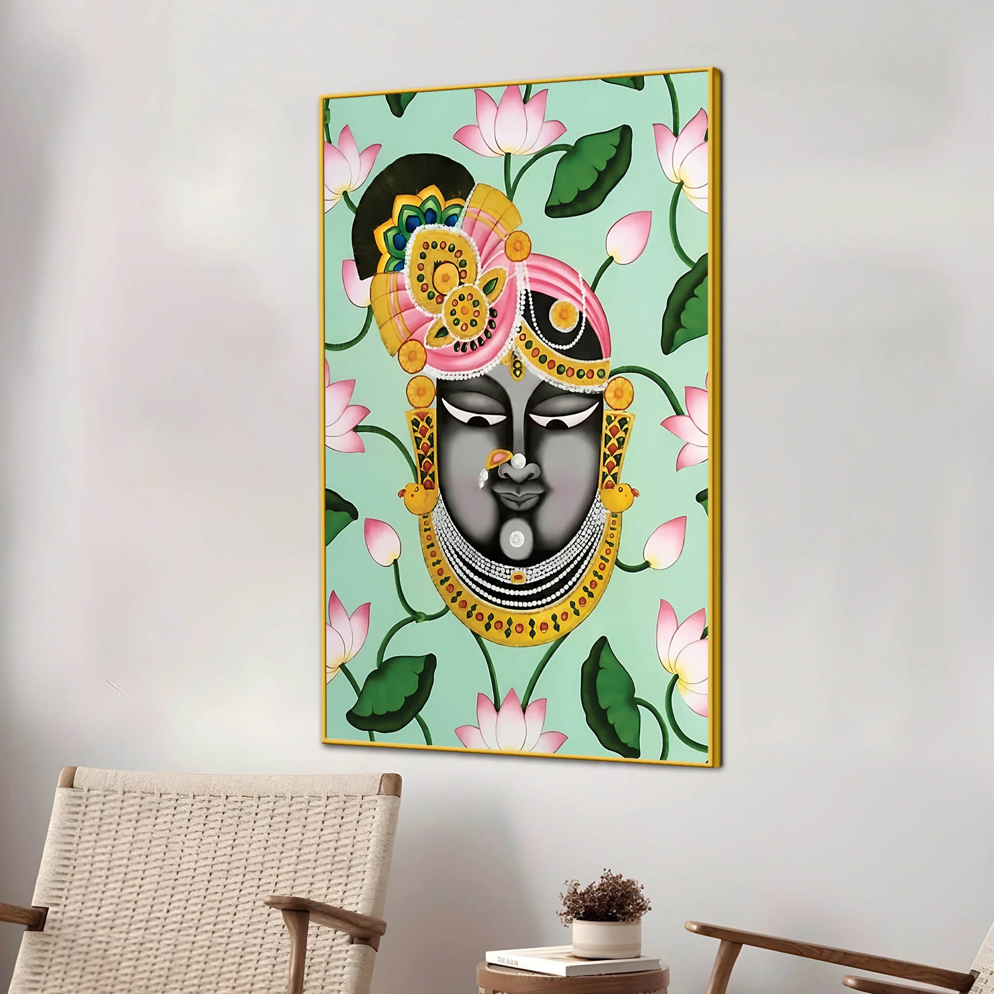 Shrinathji Face Canvas Wall Painting | Elegant Pichwai Wall Decor - Image 3