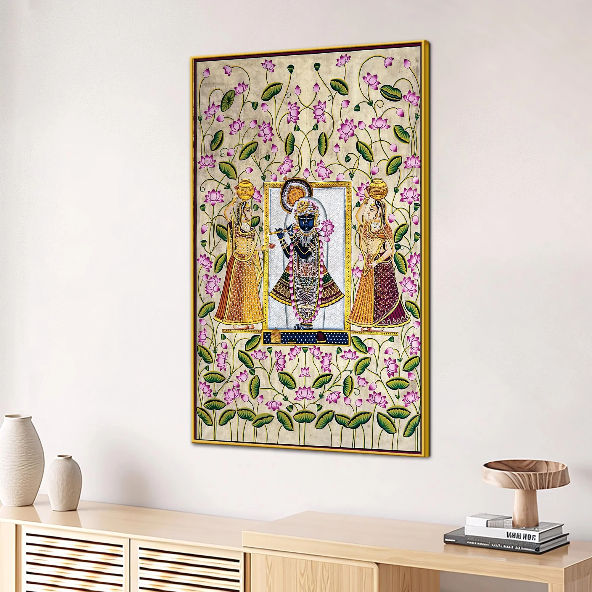 Shrinathji Floral Pichwai Art Canvas Wall Painting | Nathdwara Floral Wall Décor - Image 3
