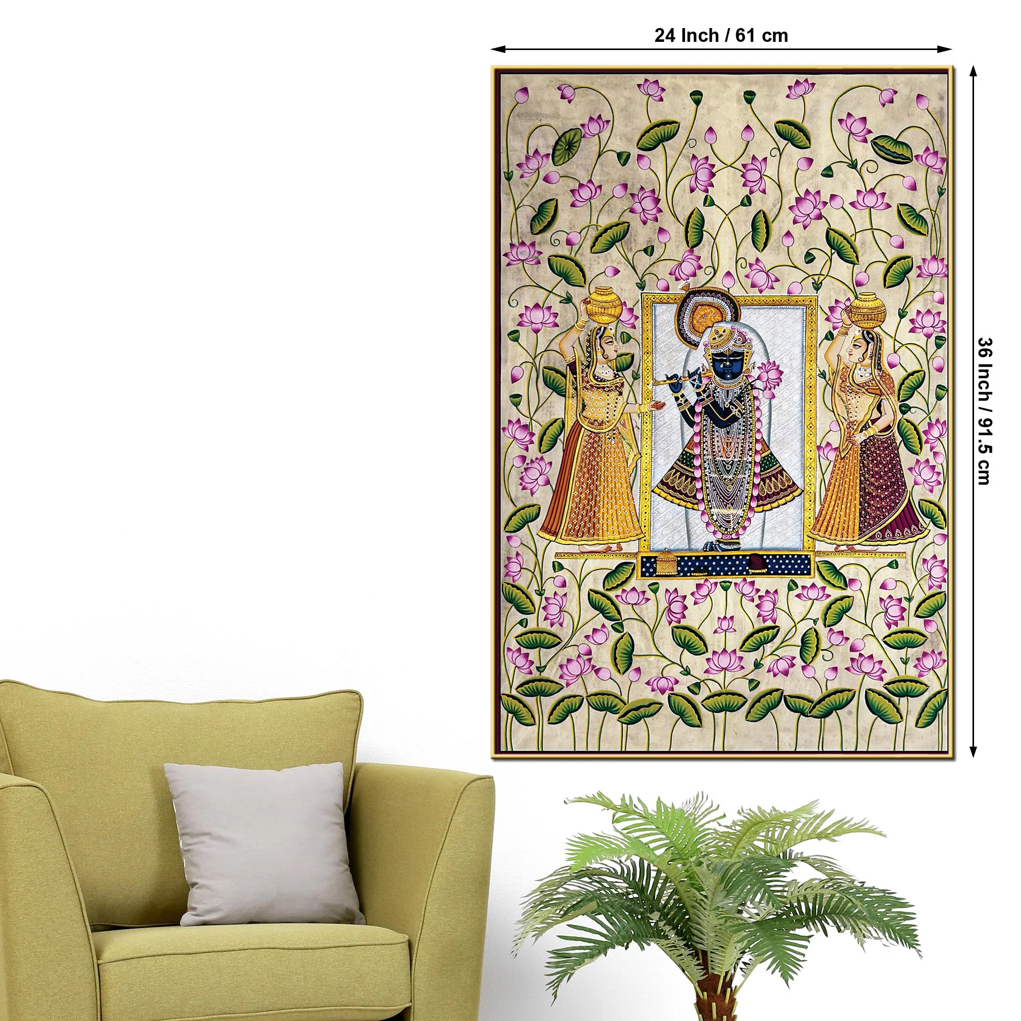 Shrinathji Floral Pichwai Art Canvas Wall Painting | Nathdwara Floral Wall Décor - Image 5