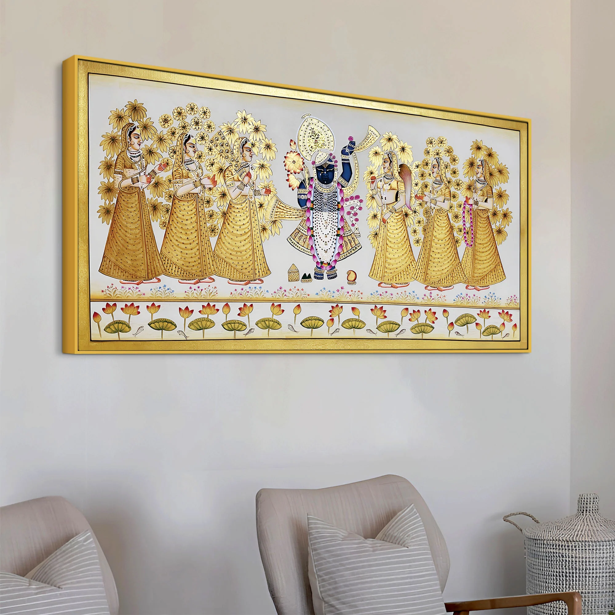 Shrinathji Golden Pichwai Art Premium Wall Painting - Image 4