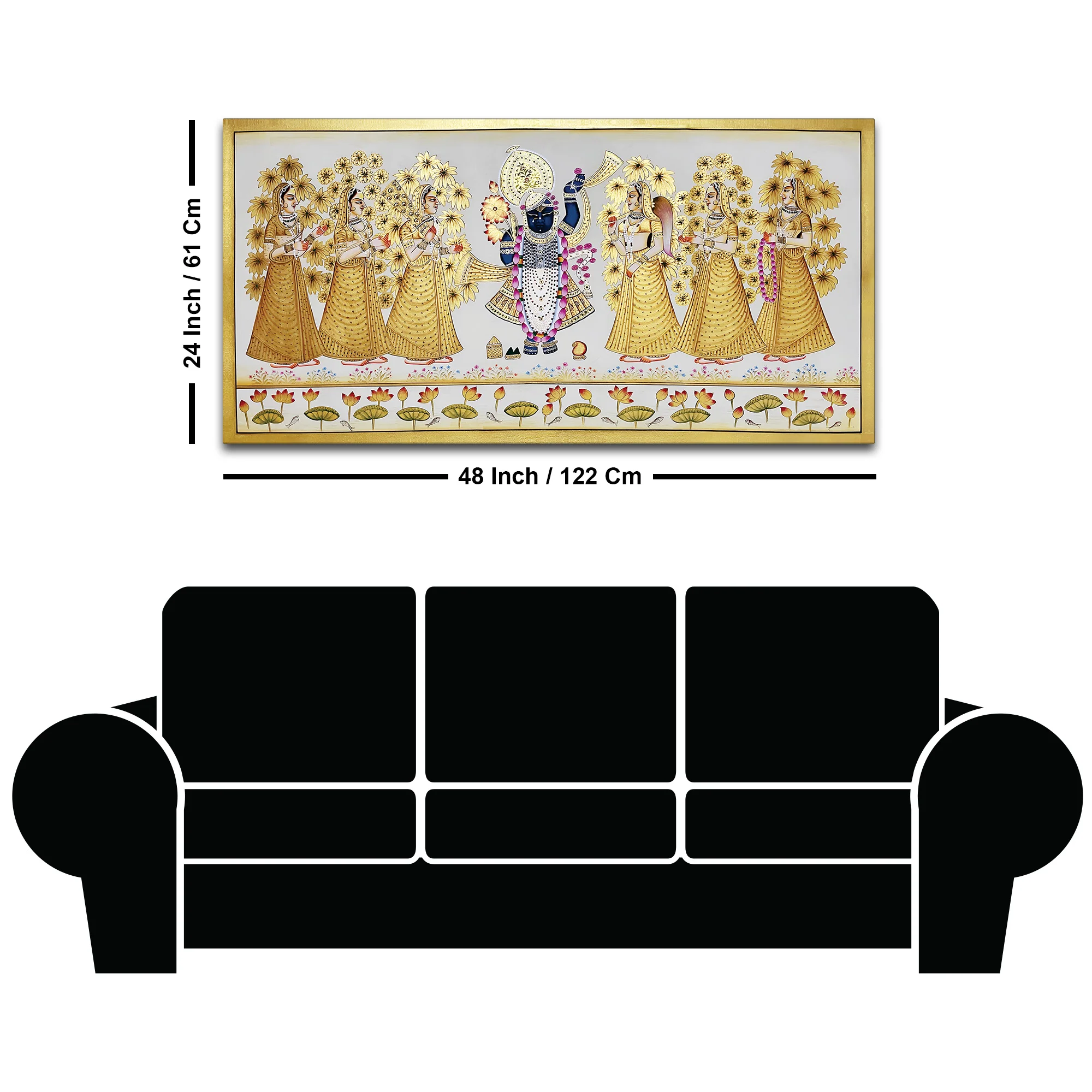 Shrinathji Golden Pichwai Art Premium Wall Painting - Image 8