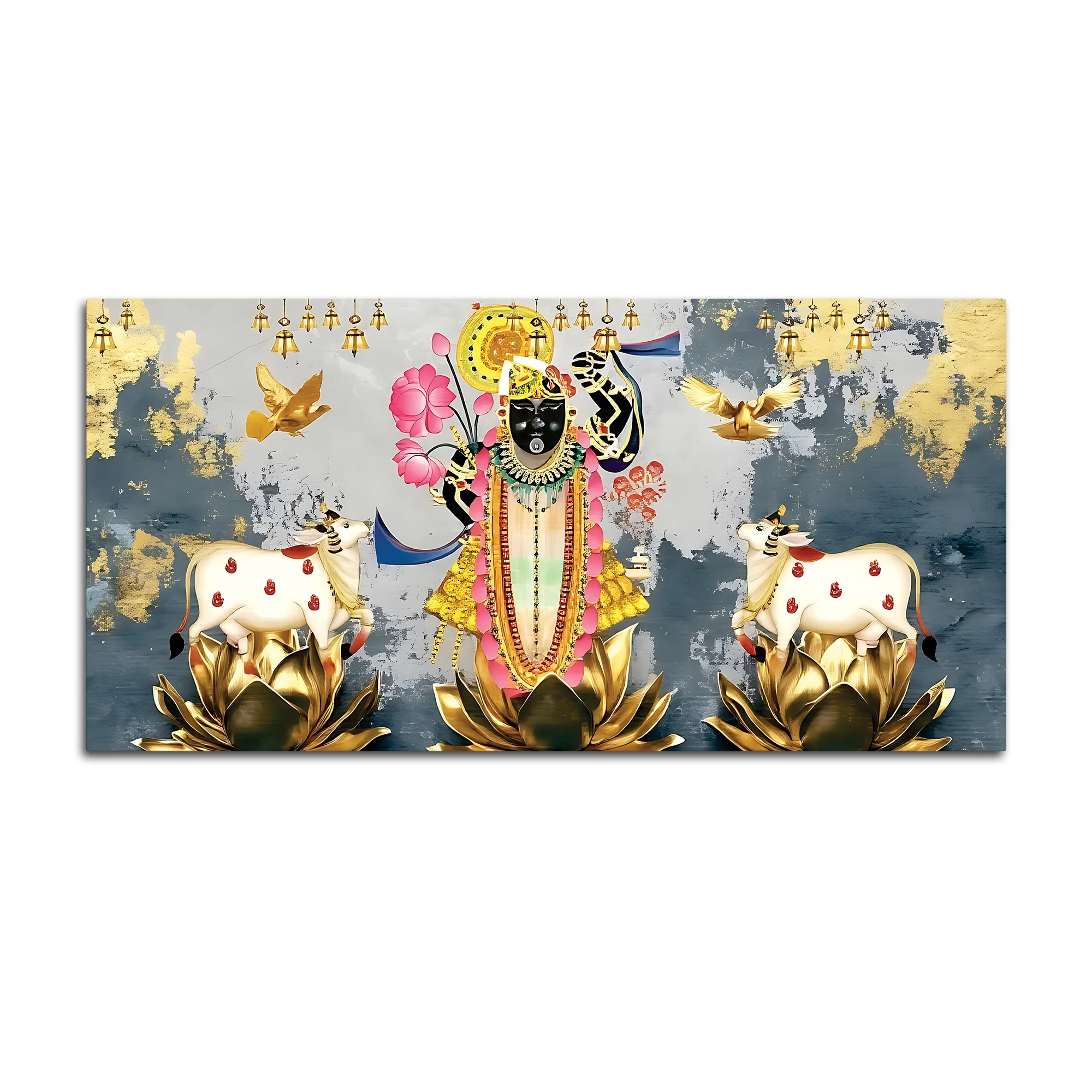 Shrinathji Krishna Pichwai Art Canvas Wall Painting - Image 7