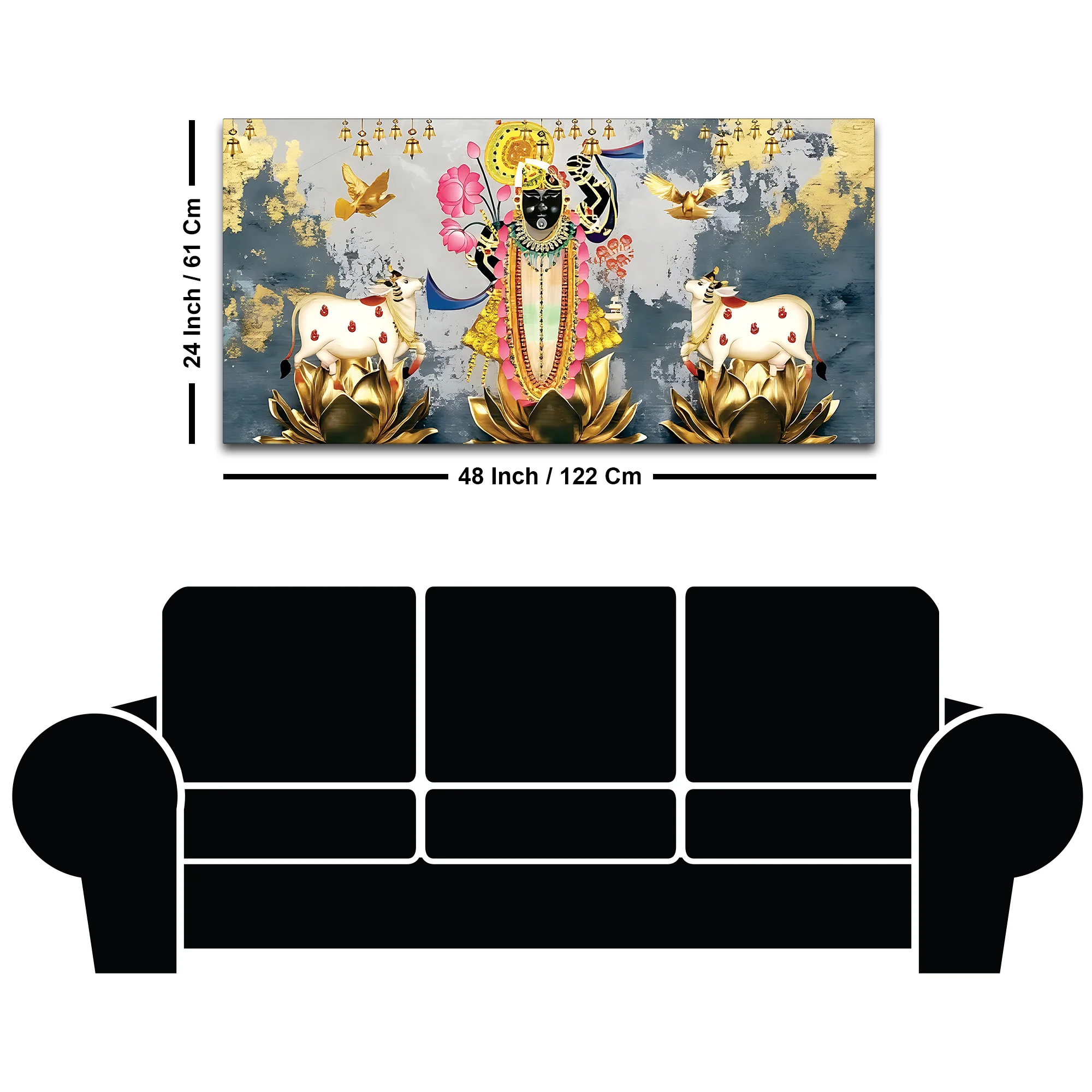 Shrinathji Krishna Pichwai Art Canvas Wall Painting - Image 8