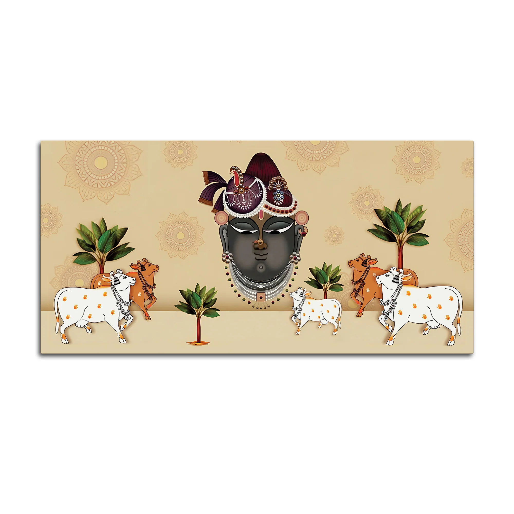 Shrinathji Mukharavind Pichwai Religious Wall Painting - Image 7