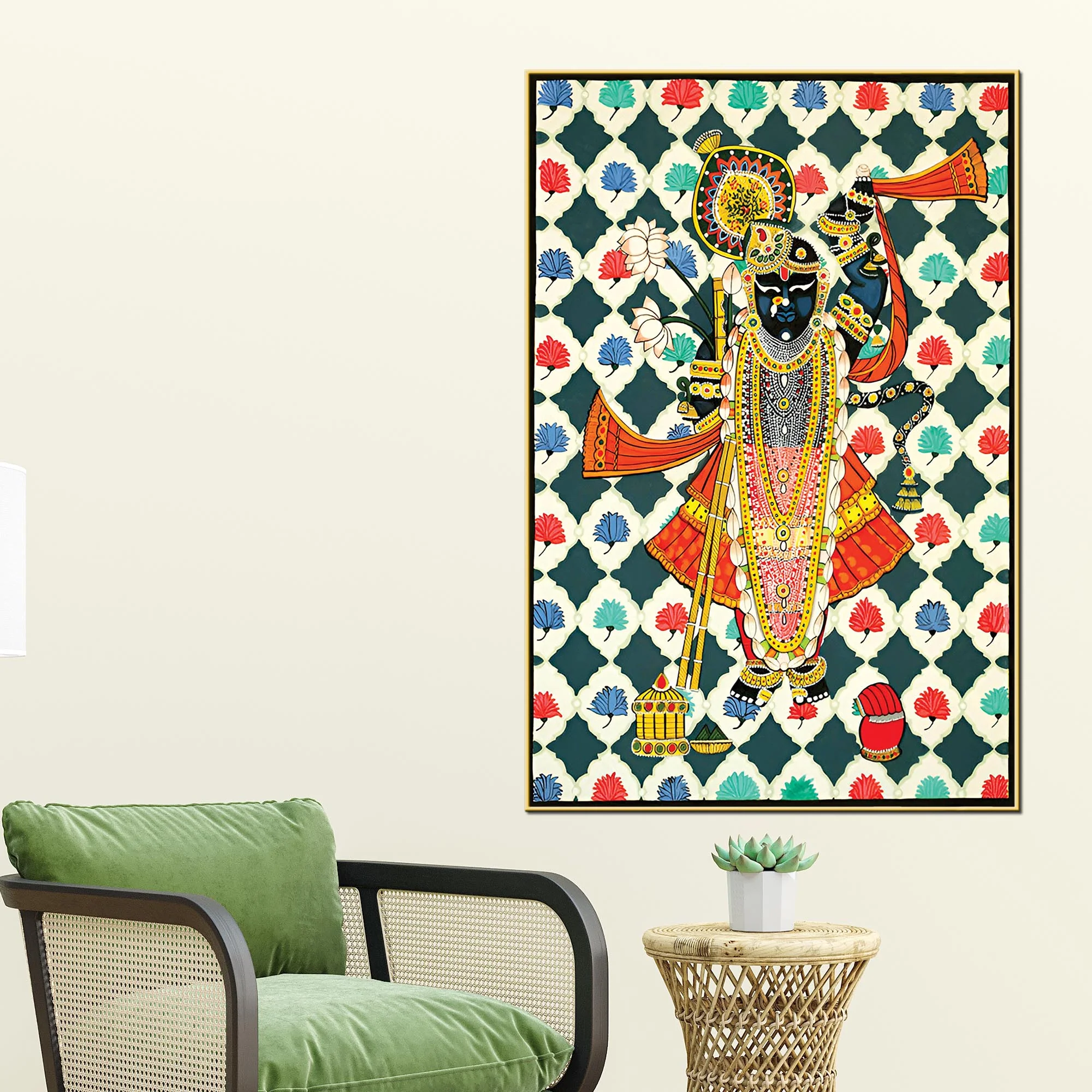 Shrinathji Pichwai Art Canvas Painting | Ethnic Decor - Image 2