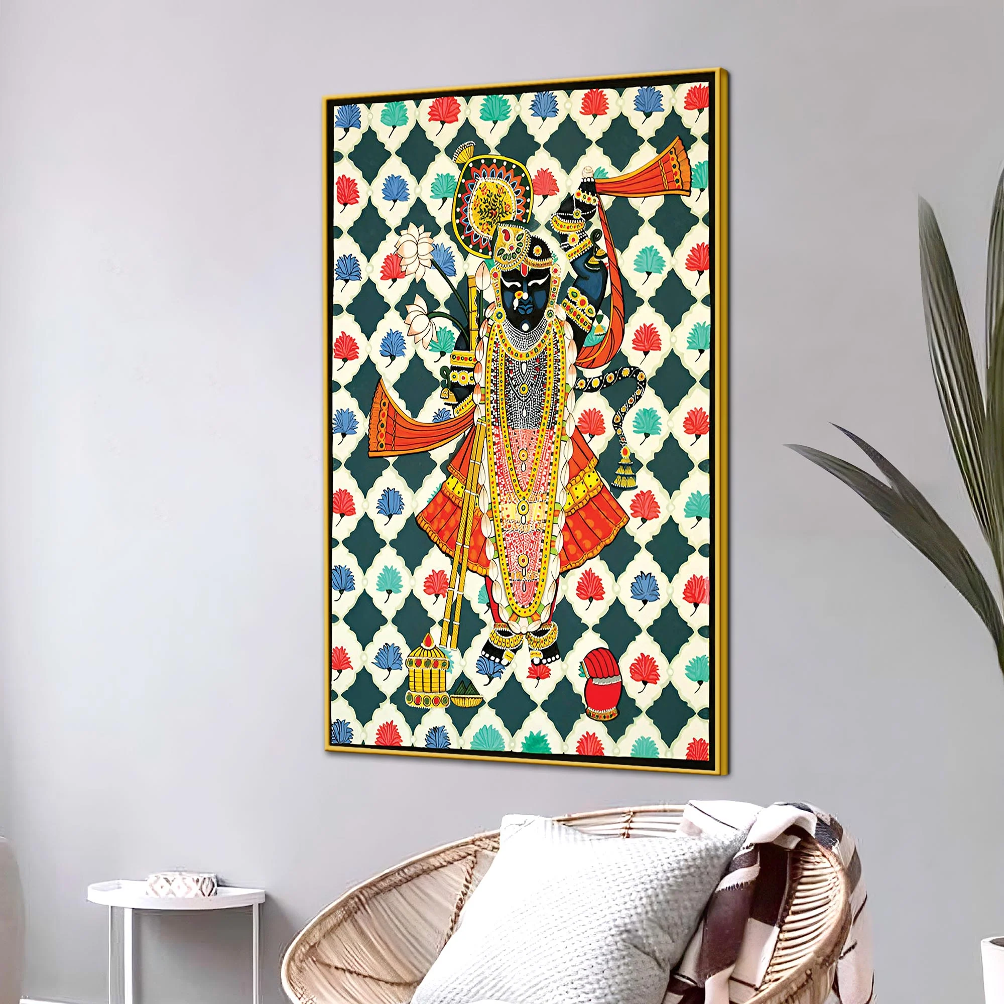 Shrinathji Pichwai Art Canvas Painting | Ethnic Decor - Image 3