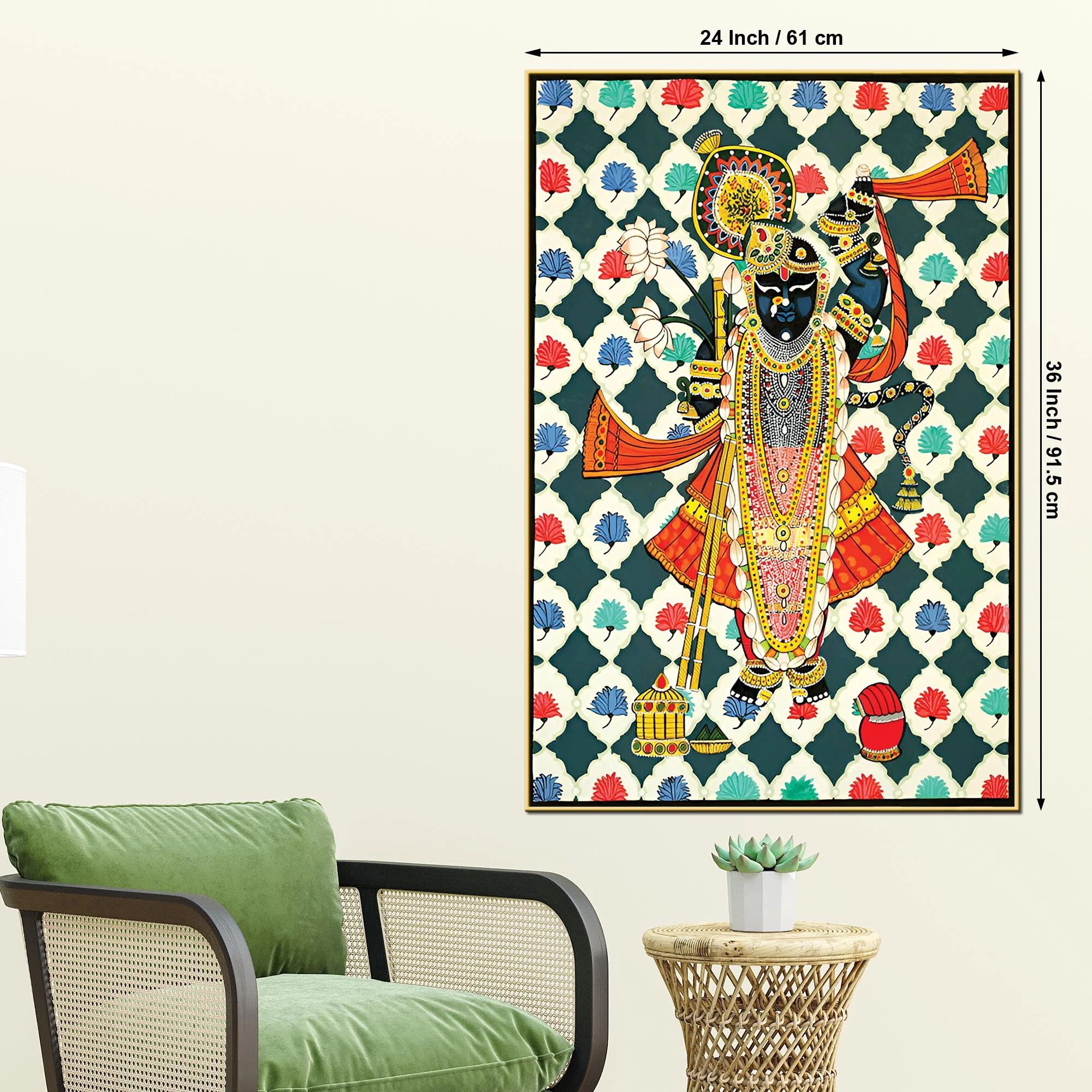 Shrinathji Pichwai Art Canvas Painting | Ethnic Decor - Image 5