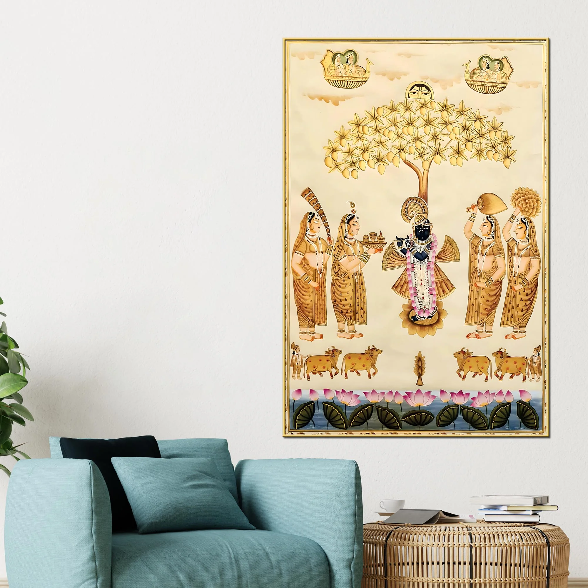 Shrinathji Pichwai Art Canvas Painting | Indian Devotional Décor - Image 2