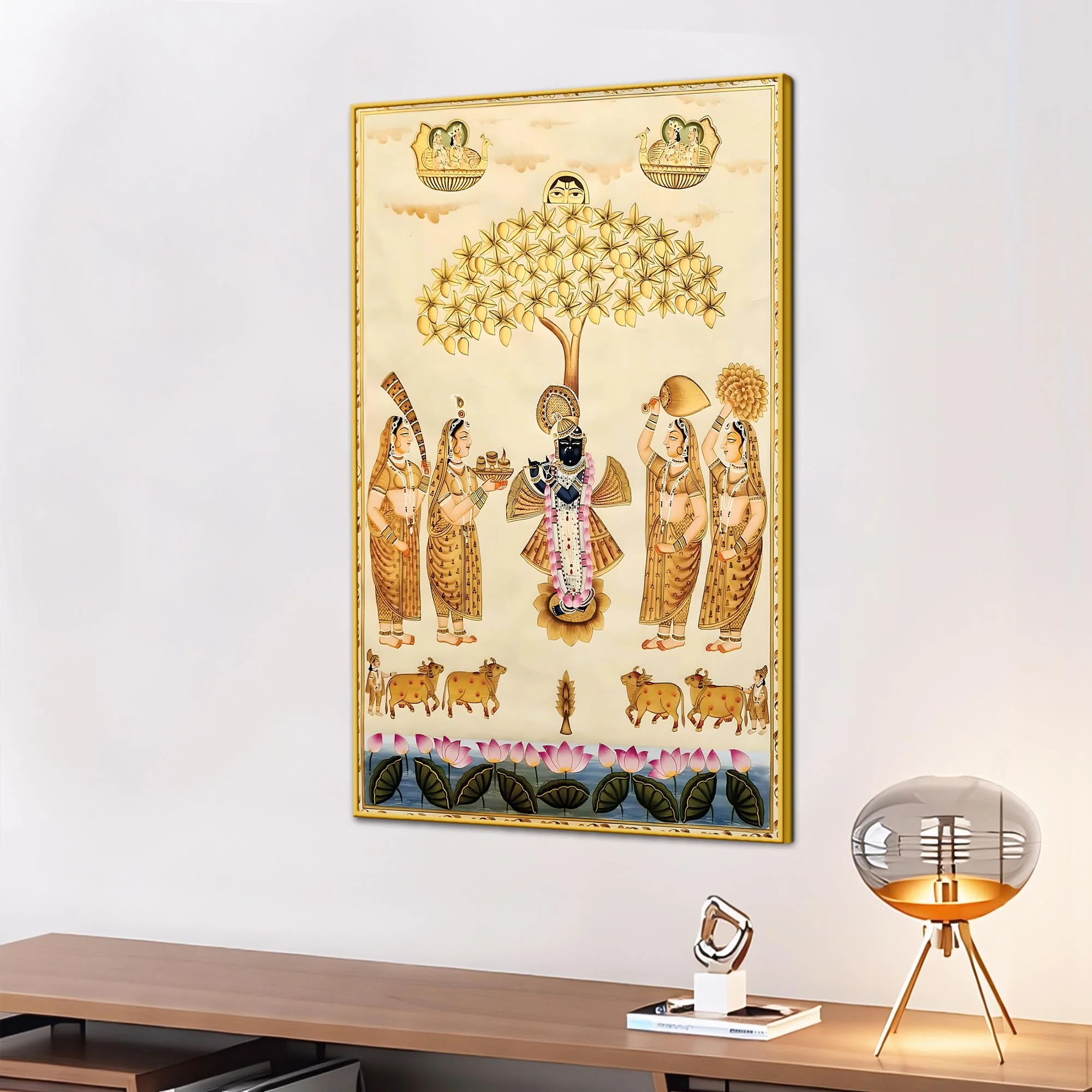 Shrinathji Pichwai Art Canvas Painting | Indian Devotional Décor - Image 3