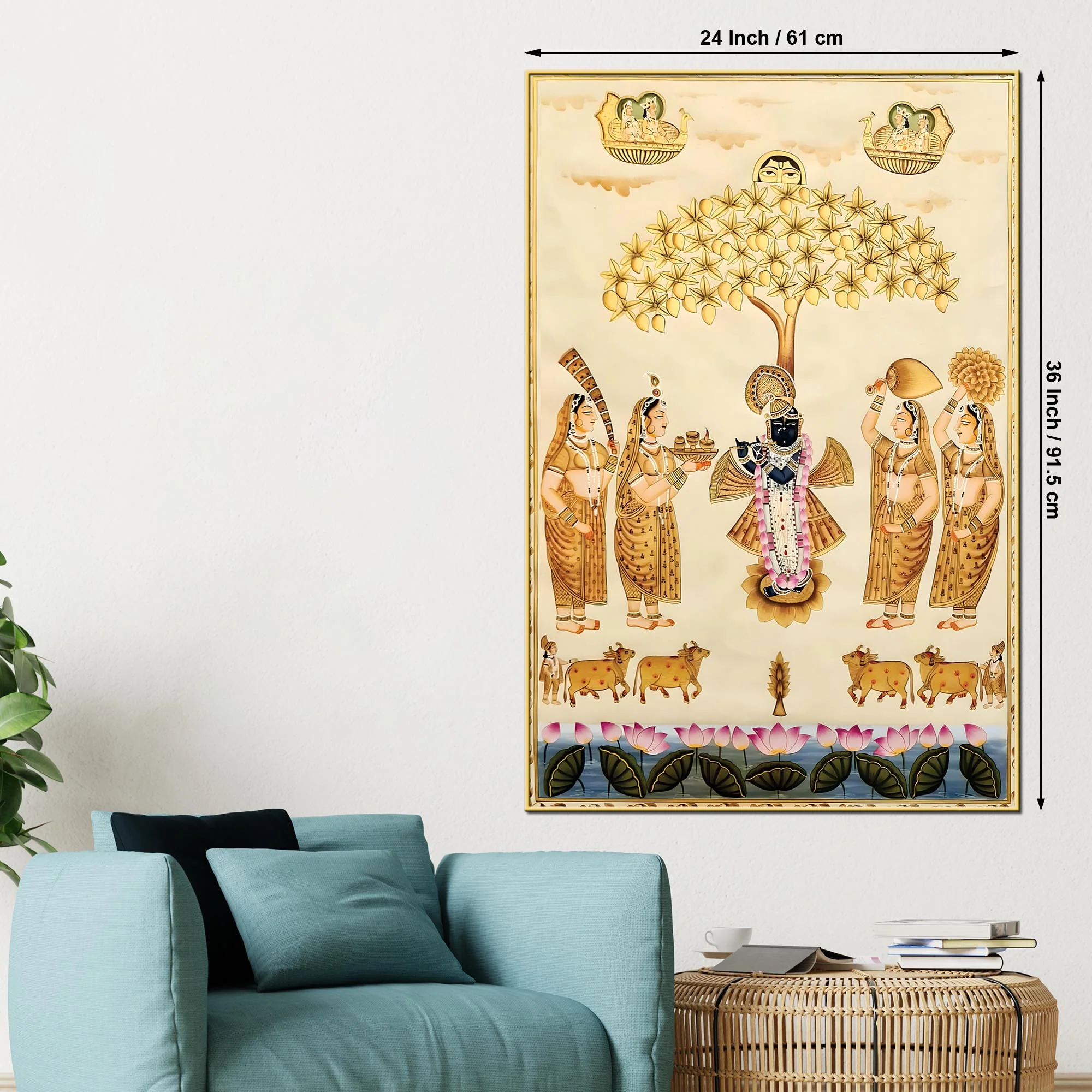 Shrinathji Pichwai Art Canvas Painting | Indian Devotional Décor - Image 5