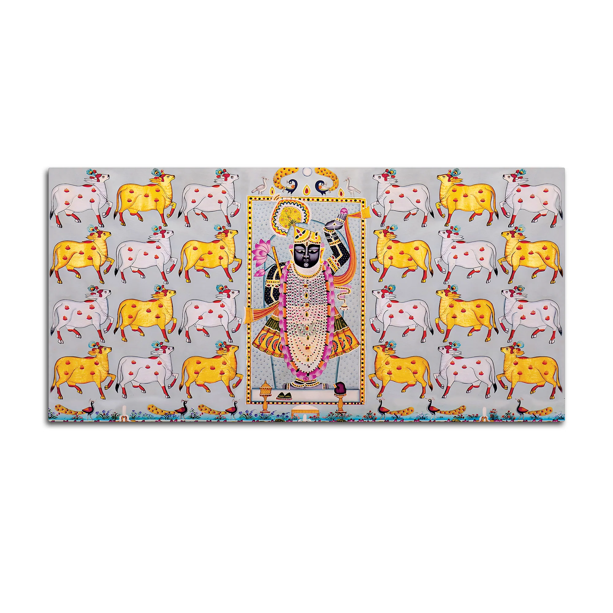 Shrinathji Pichwai Art Wall Painting with Sacred Cows - Image 7