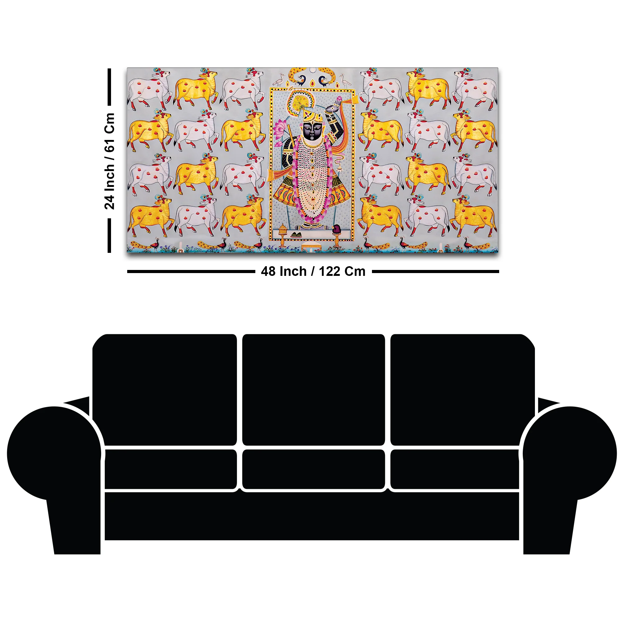 Shrinathji Pichwai Art Wall Painting with Sacred Cows - Image 8