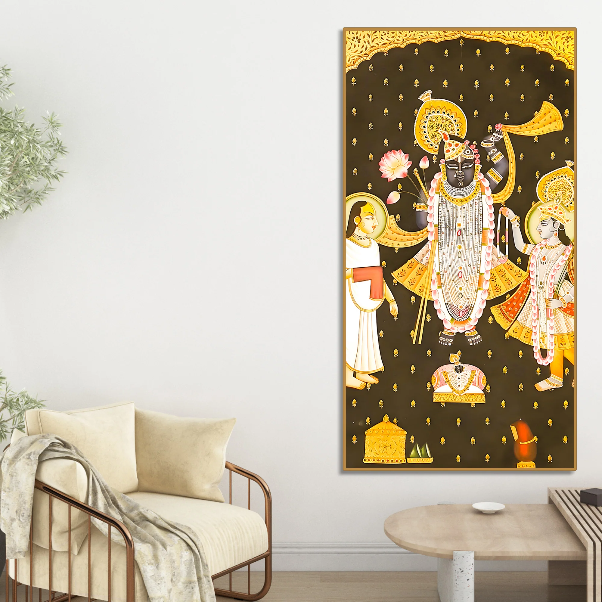 Shrinathji Pichwai Canvas Wall Painting | Indian Religious Wall Décor Art - Image 2