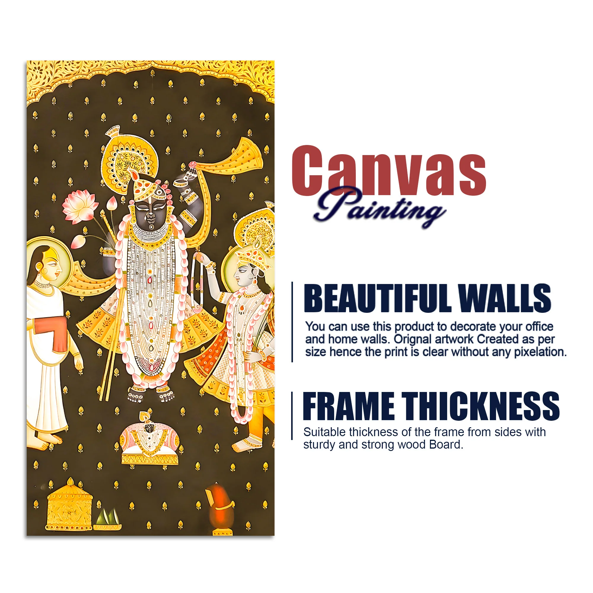 Shrinathji Pichwai Canvas Wall Painting | Indian Religious Wall Décor Art - Image 7